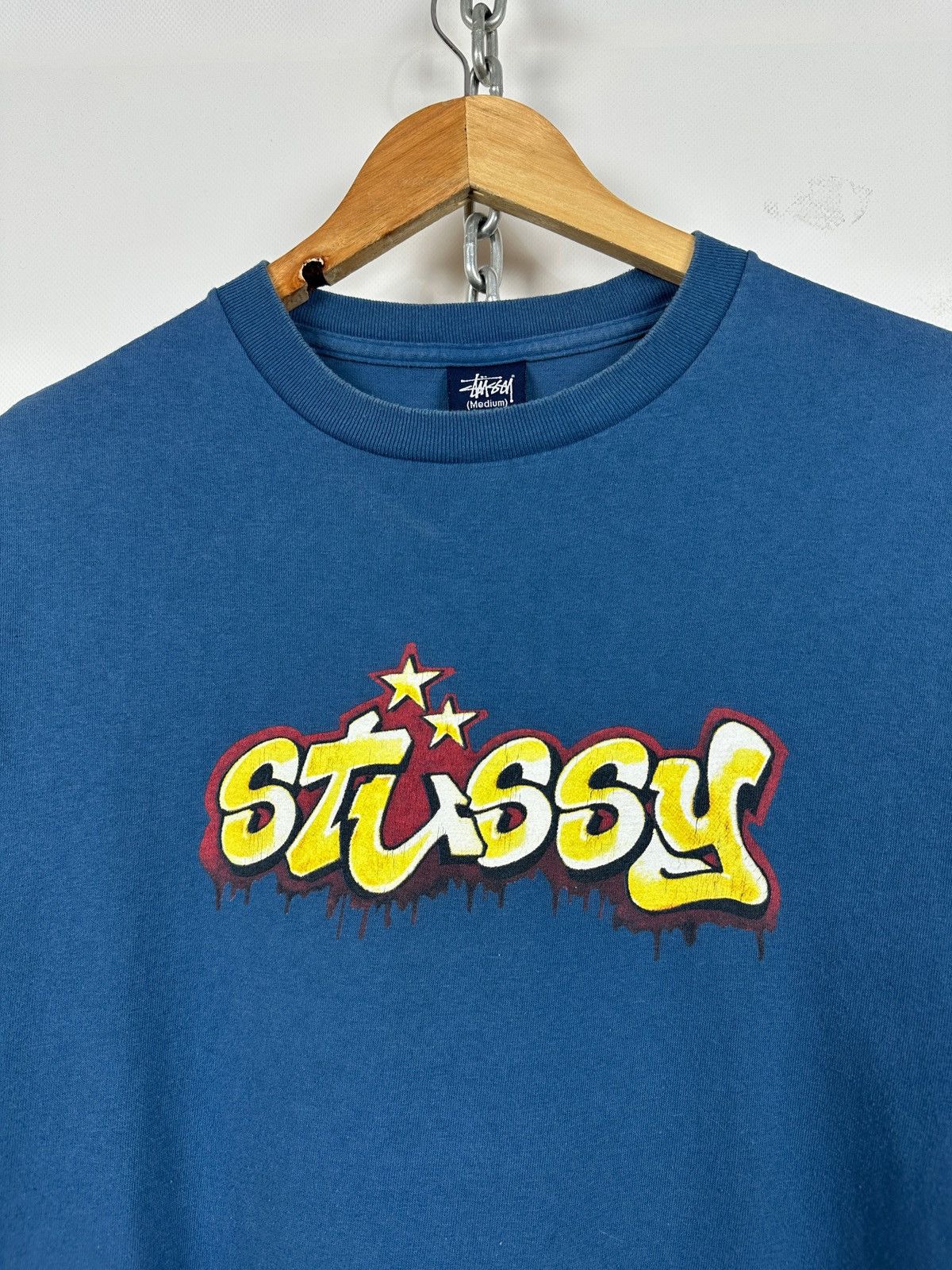 Stussy 00s Vintage Stussy Graphic Logo Single Stitch Blue T-Shirt Size US M / EU 48-50 / 2 - 6 Thumbnail