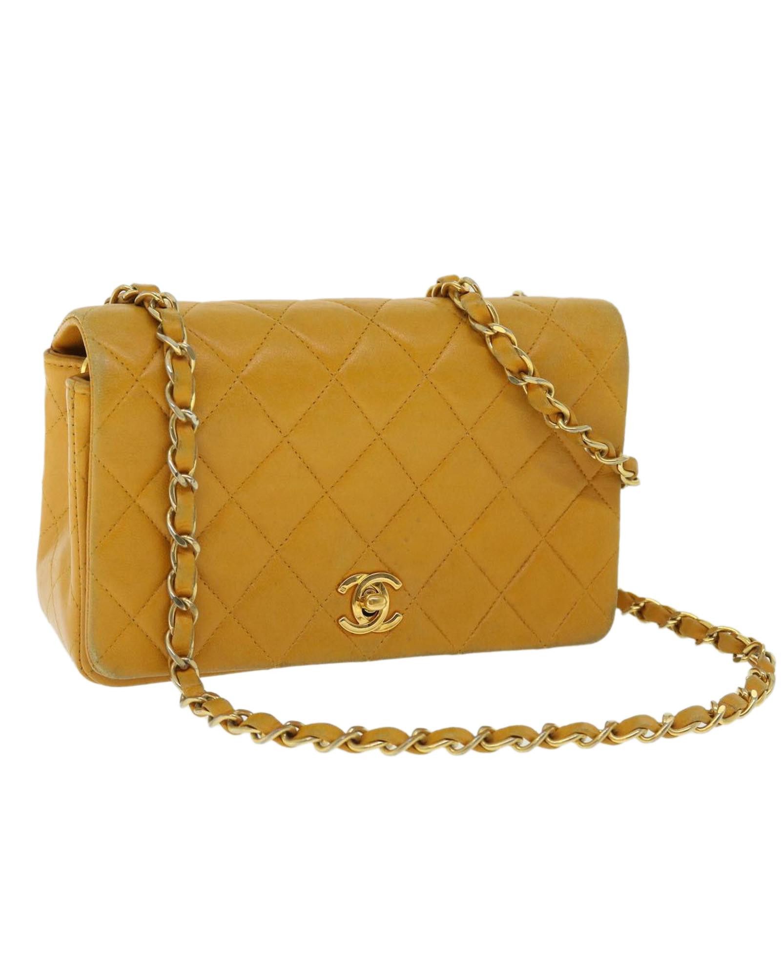 image of Chanel Camel Leather Quilted Shoulder Bag, Women's