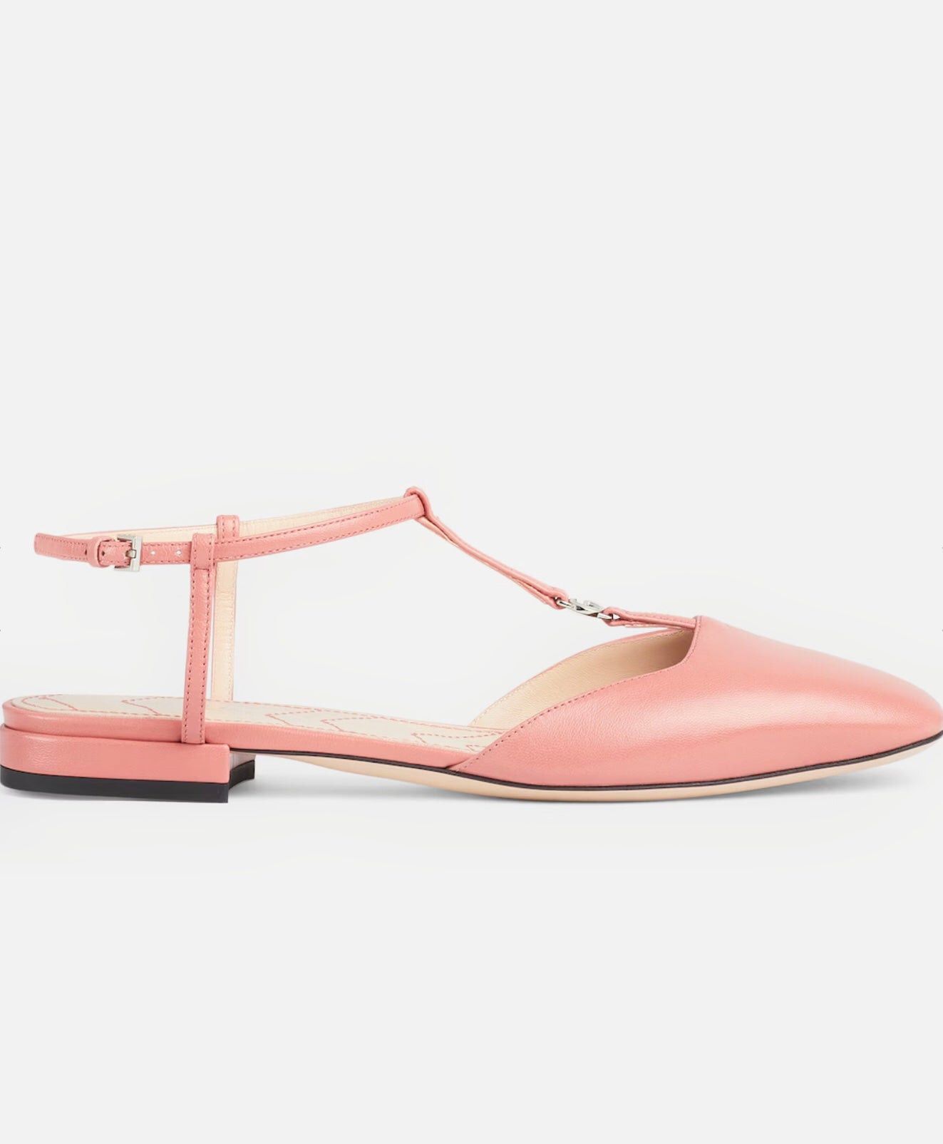 image of Gucci Double G Leather Ballet Flats Size 38.5 in Pink, Women's