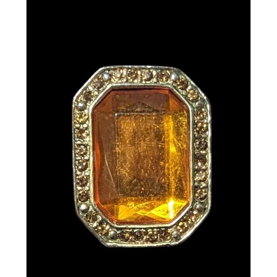 Other Vintage Topaz Glass Rhinestone Gemmed Statement Ring Size 6 Size ONE SIZE - 1 Thumbnail