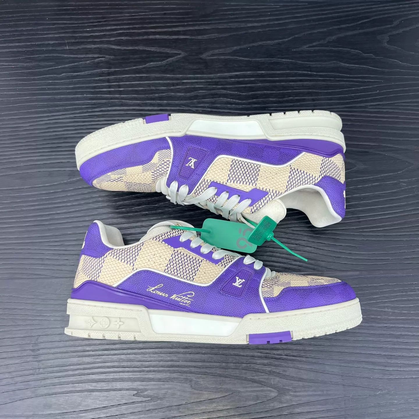 Louis Vuitton LV Trainer White Purple Checkerboard 42 New Size US 8 / EU 41 - 3 Thumbnail