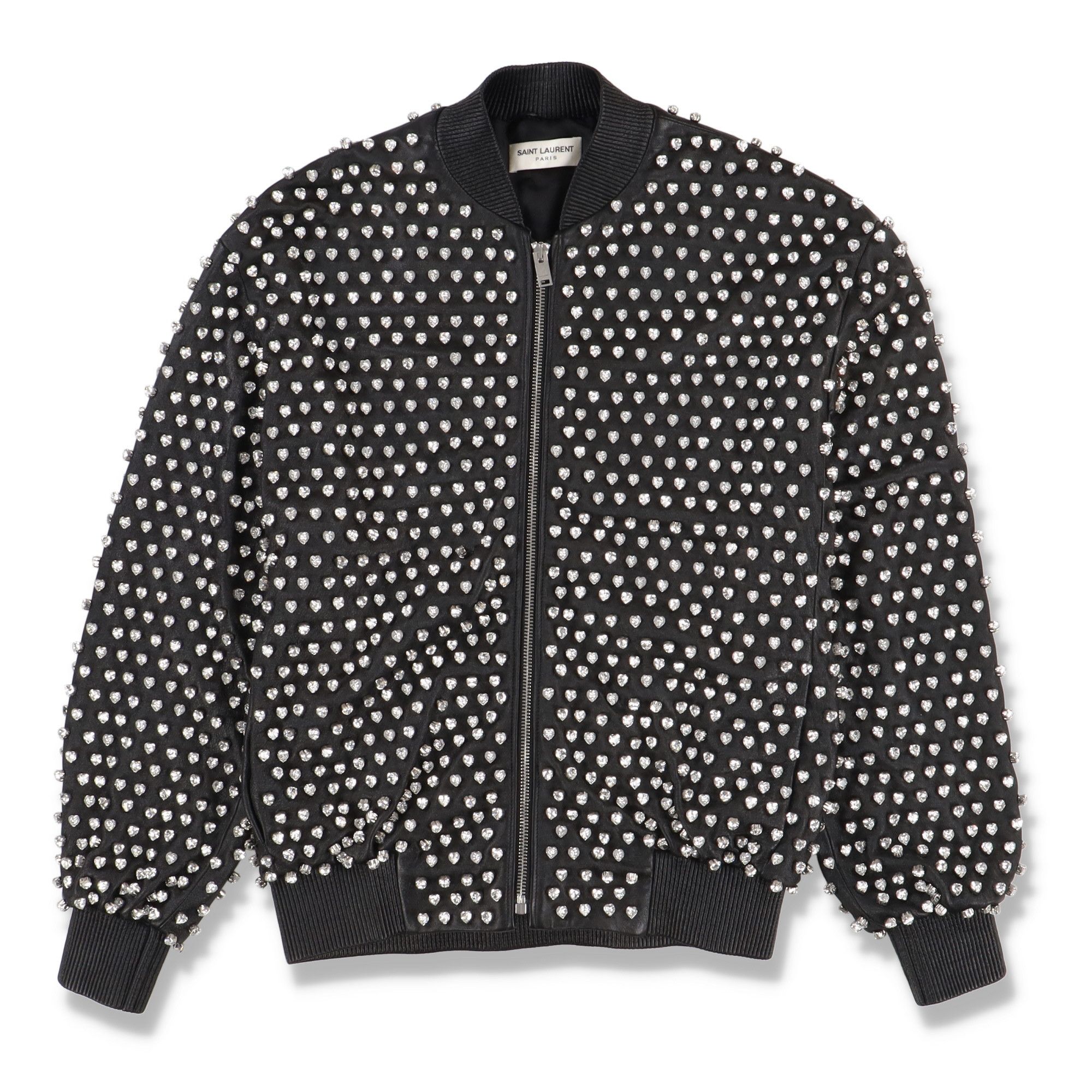 新作 Paris Laurent Saint 1 Leather Studded Heart Black 1 of ジャケット・アウター