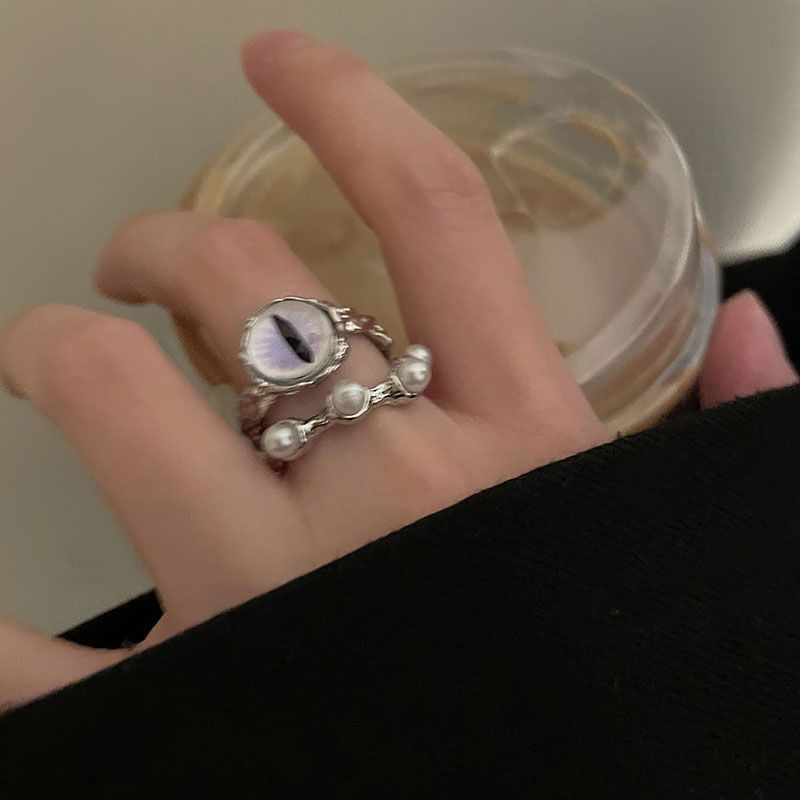 Jewelry Men's Distressed Open-Band Ring with Cat's Eye Stone Size ONE SIZE - 3 Thumbnail