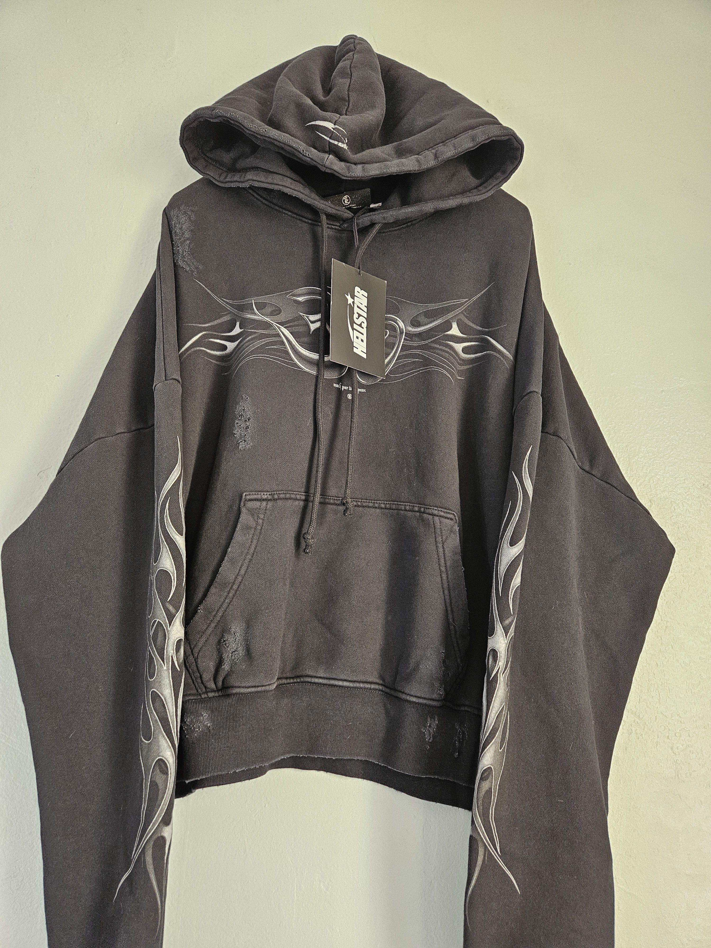 Complex × HELLSTAR ComplexCon Dark Ohm Oversized Distressed Black Hoodie Size US L / EU 52-54 / 3 - 1 Thumbnail