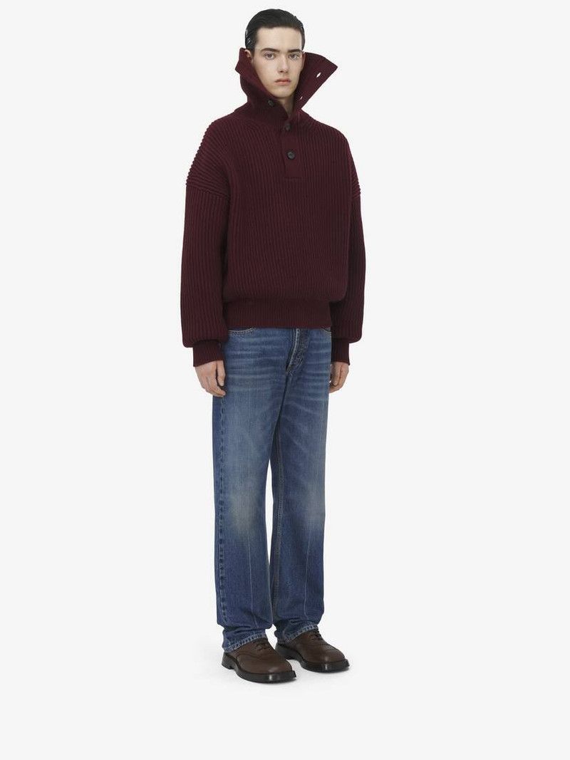 Alexander McQueen o1srvl11e0226 Funnel Neck Jumper In Bordeaux Size US XL / EU 56 / 4 - 3 Thumbnail