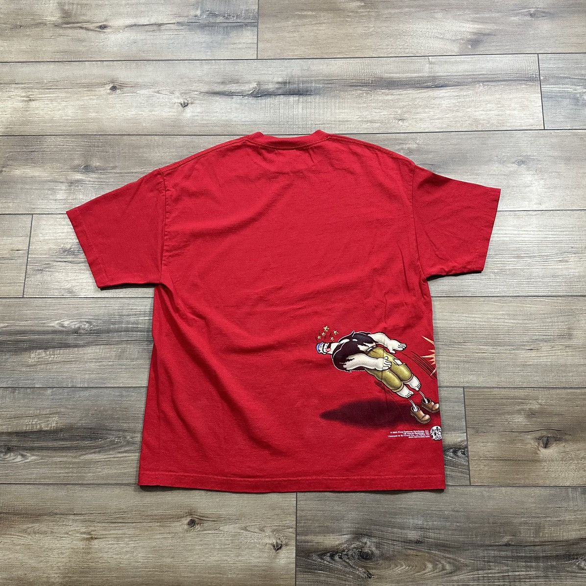 Alstyle Vintage 2002 Y2K Popeye vs Bluto Red Wrap Around Graphic Tee Size US XL / EU 56 / 4 - 6 Thumbnail