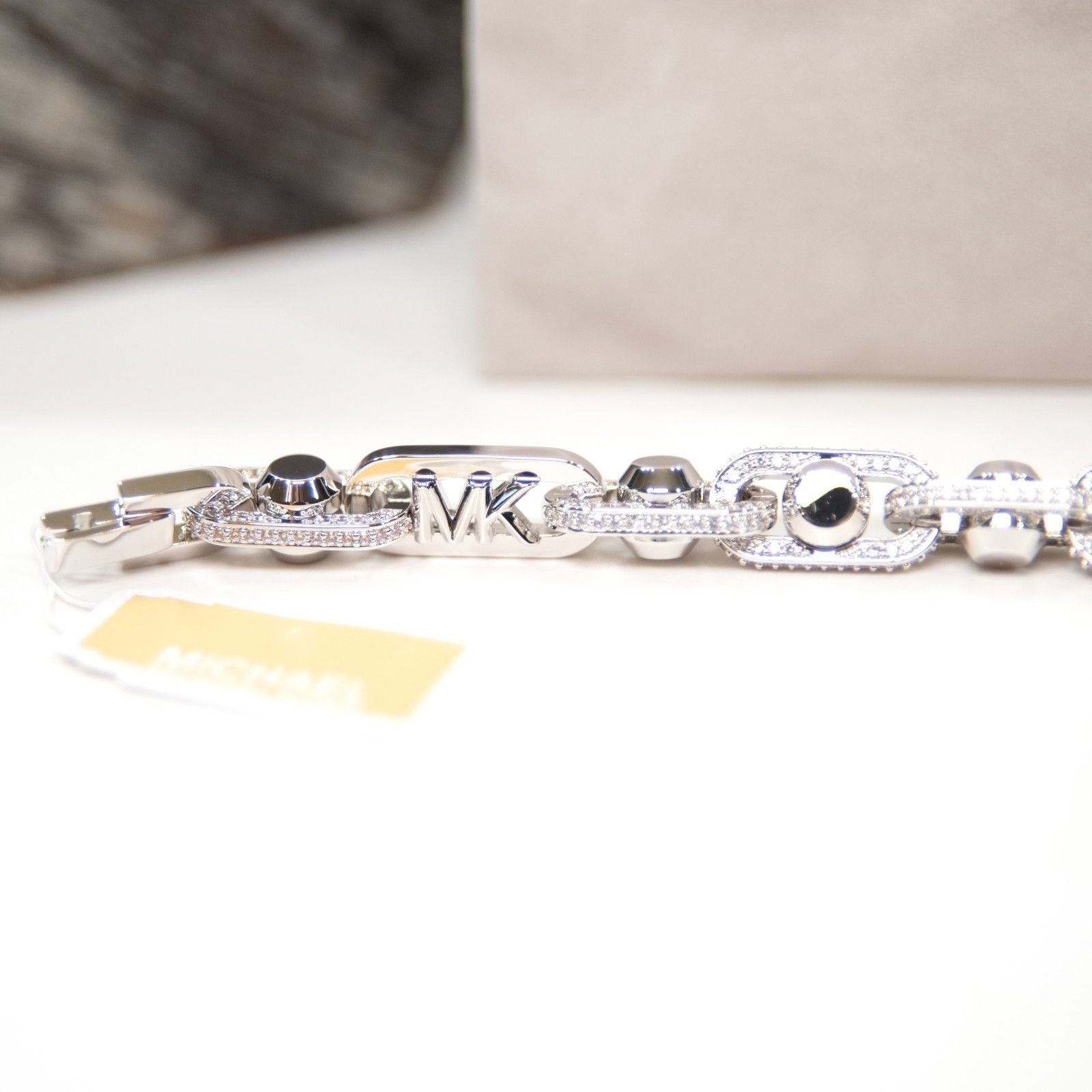 Michael Kors Michael Kors Astor Pave CZ Crystal Silver Plated Chain Brace Size ONE SIZE - 6 Thumbnail