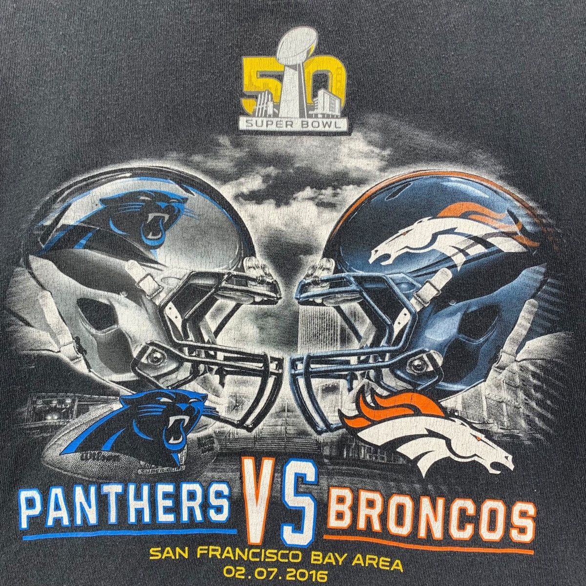 Vintage PANTHERS VS BRONCOS Super Bowl 50 NFL Football Usa Tshirt Size US L / EU 52-54 / 3 - 3 Thumbnail