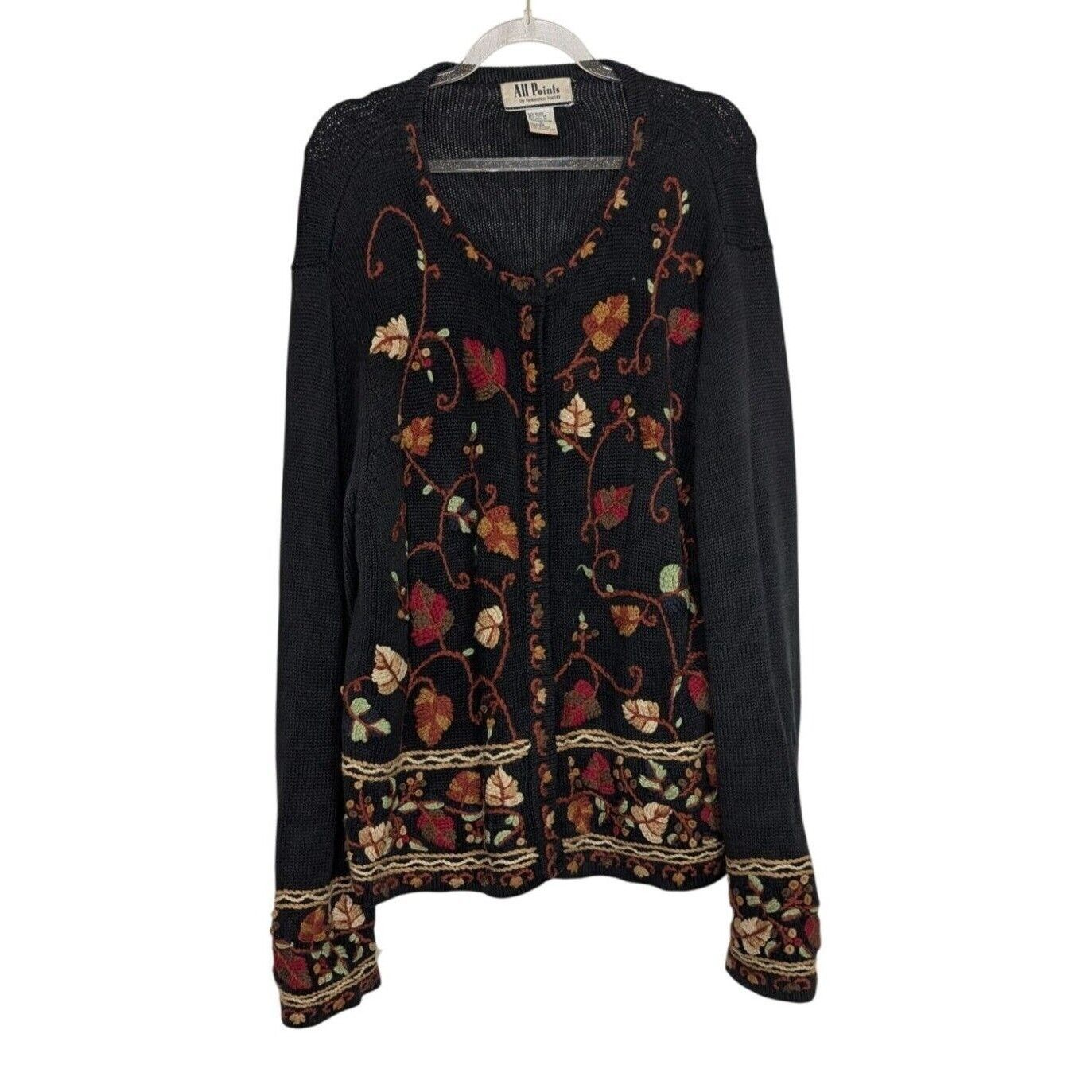 Designer Vintage All Points Embroidered Cardigan Womens Size XL Black Size XL / US 12-14 / IT 48-50 - 2 Thumbnail