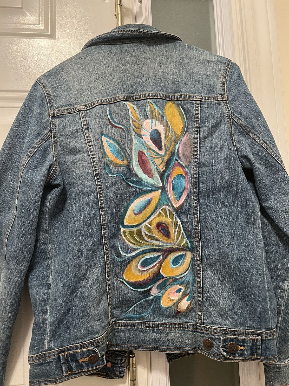 Other Hand painted peacock Devine on denim M Size M / US 6-8 / IT 42-44 - 2 Thumbnail