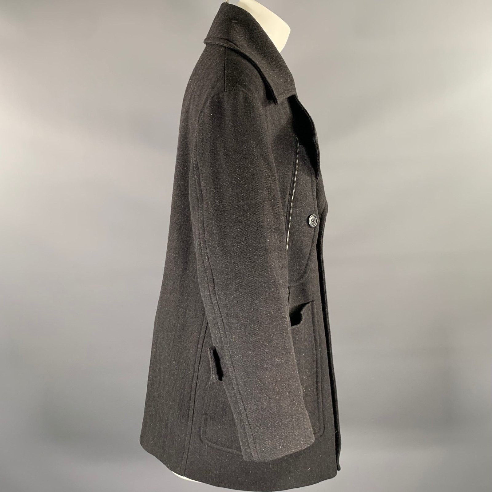 Golden Goose GOLDEN GOOSE Size S Black Herringbone Wool Mohair Peacoat Size US S / EU 44-46 / 1 - 3 Thumbnail