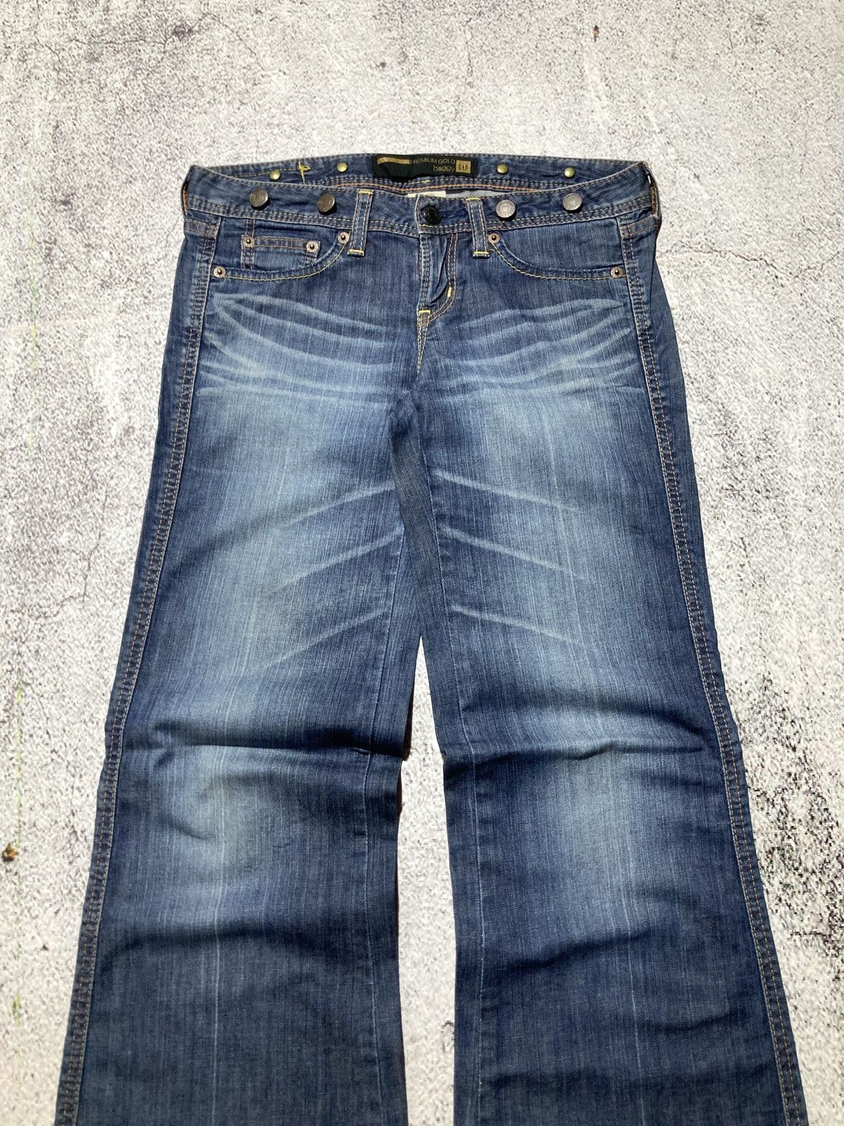 Japanese Brand 🇯🇵 2000s Gap Multi Button Flared Bootcut Faded Jeans Blue Size US 29 - 3 Thumbnail