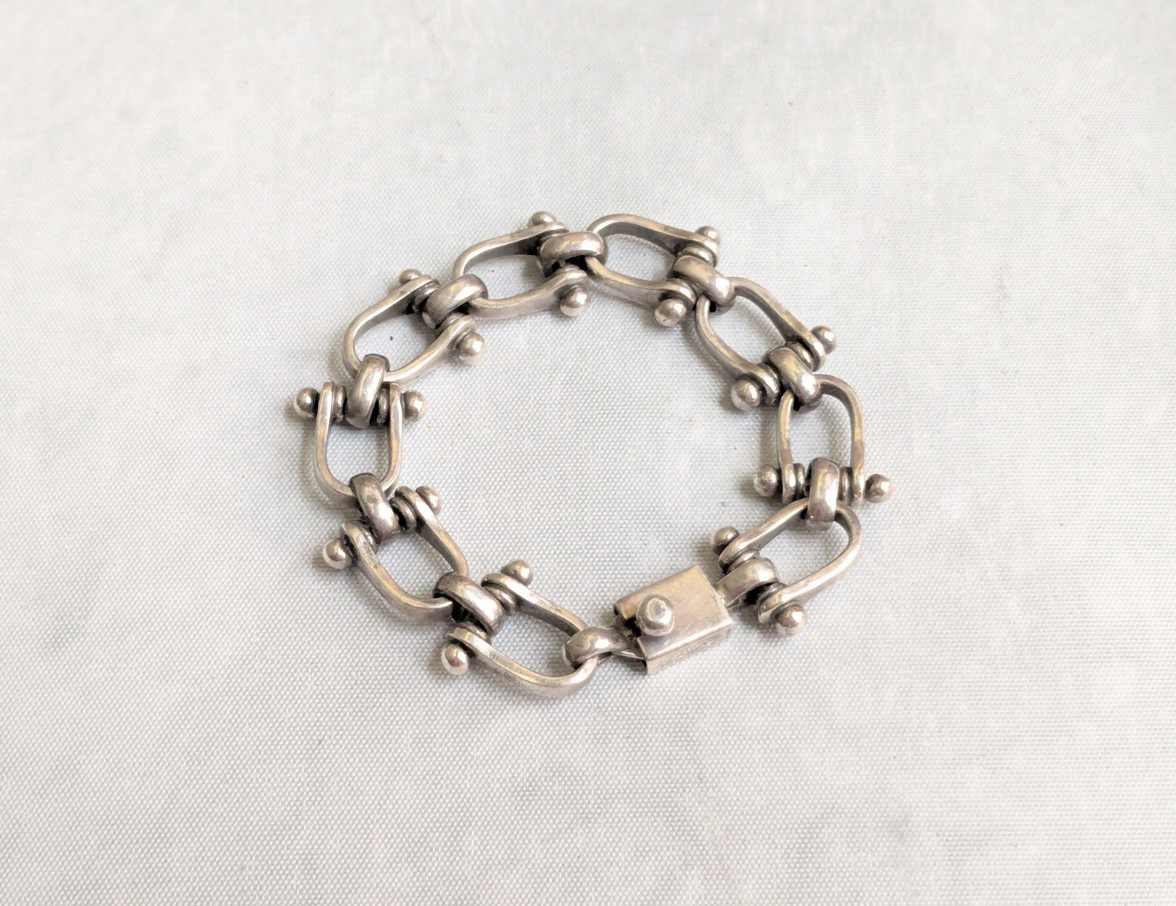 Jewelry Vintage Sterling Silver Bracelet Taxco Equestrian 7" Size ONE SIZE - 1 Thumbnail