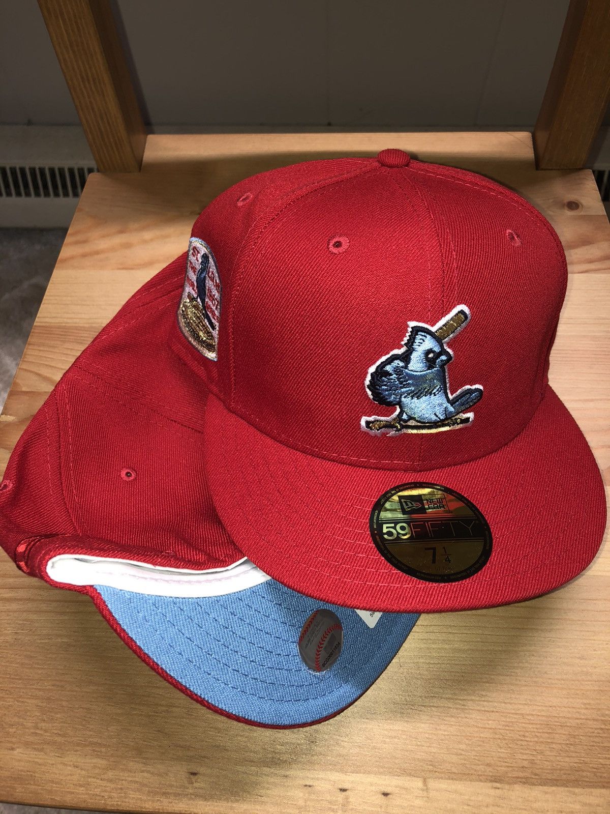 NEW ERA 59FIFTY ST LOUIS CARDINALS FITTED HAT SIZE 7 1/2 BLUE UV 100th fashion PATCH