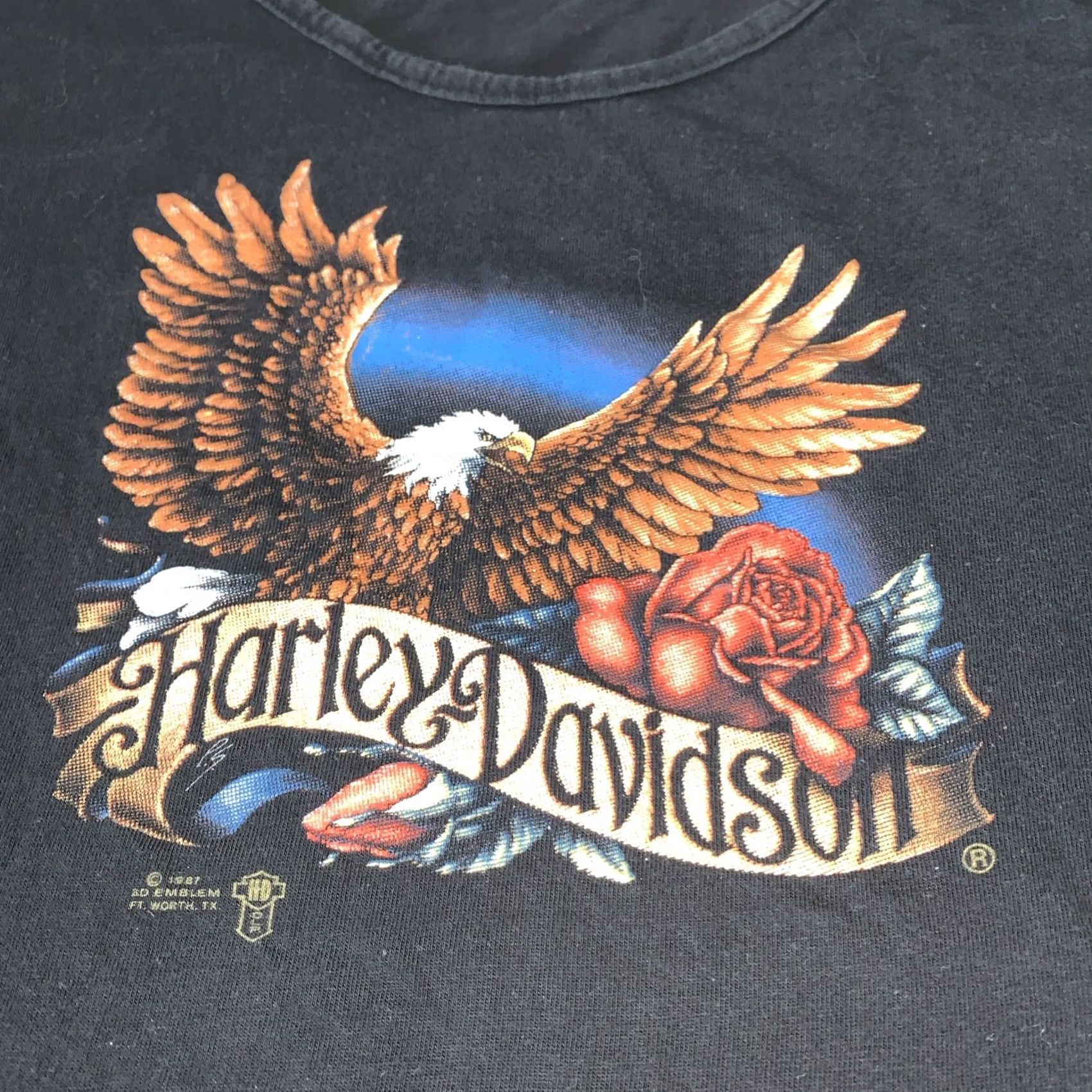 Harley Davidson VINTAGE Harley Davidson T Shirt Medium Black 80s Single Stitch 3D Women’s Size M / US 6-8 / IT 42-44 - 2 Thumbnail