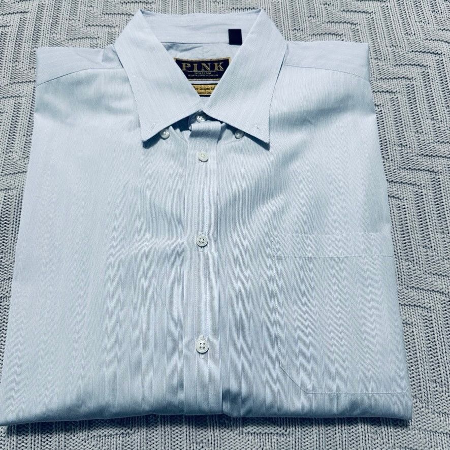 Thomas Pink Thomas Pink gray micro stripe Imperial fit button down Size US XL / EU 56 / 4 - 1 Thumbnail