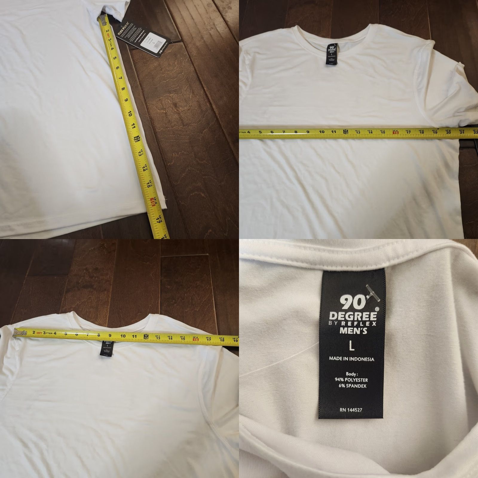 Vintage 90 Degree By Reflex Men's White T-shirt Tee L Short Sleeve Crew Neck Solid Breathable Easy Care Regular Fit NWT Size US L / EU 52-54 / 3 - 9 Thumbnail