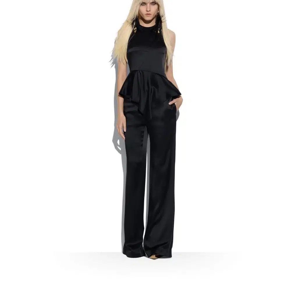 Tom Ford o1loc1c1124 TS2014 Double Faced Satin Peplum Top in Black Size XS / US 0-2 / IT 36-38 - 2 Thumbnail