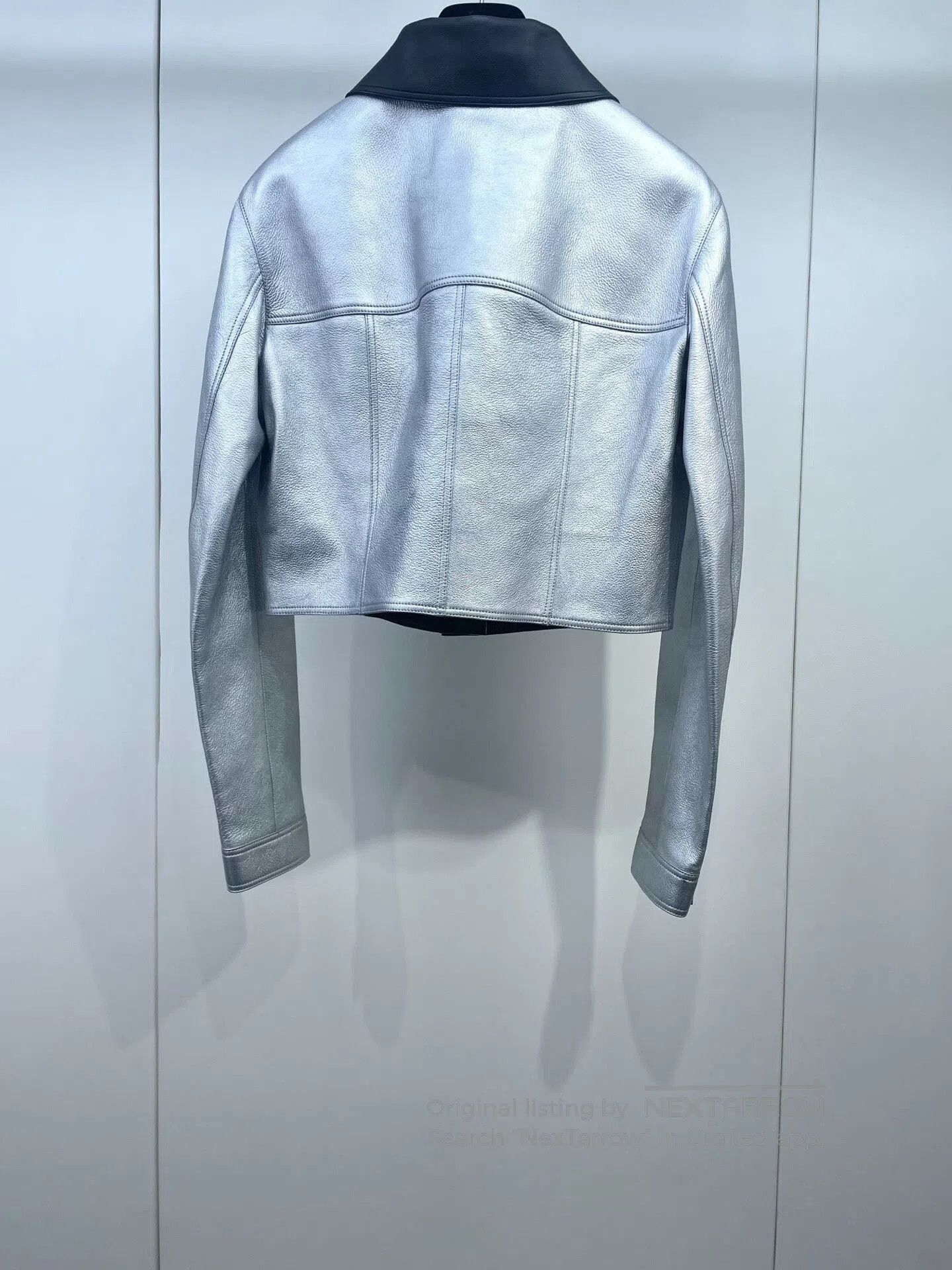 Chanel Chanel 24B Silver Gray Leather Jacket. Size S / US 4 / IT 40 - 2 Thumbnail