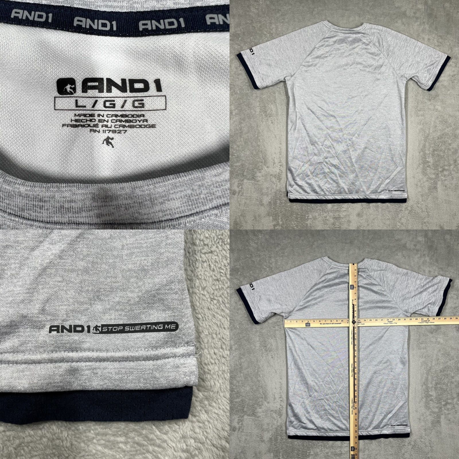 Vintage AND1 Legendary Basketball Mens T-Shirt XL Light Gray Navy Blue Short Sleeve Size US XL / EU 56 / 4 - 8 Thumbnail