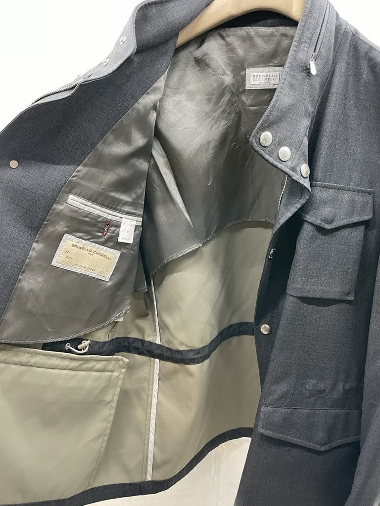 Brunello Cucinelli BRUNELLO CUCINELLI Wool Nylon Charcoal Utility Jacket Size US L / EU 52-54 / 3 - 10 Thumbnail