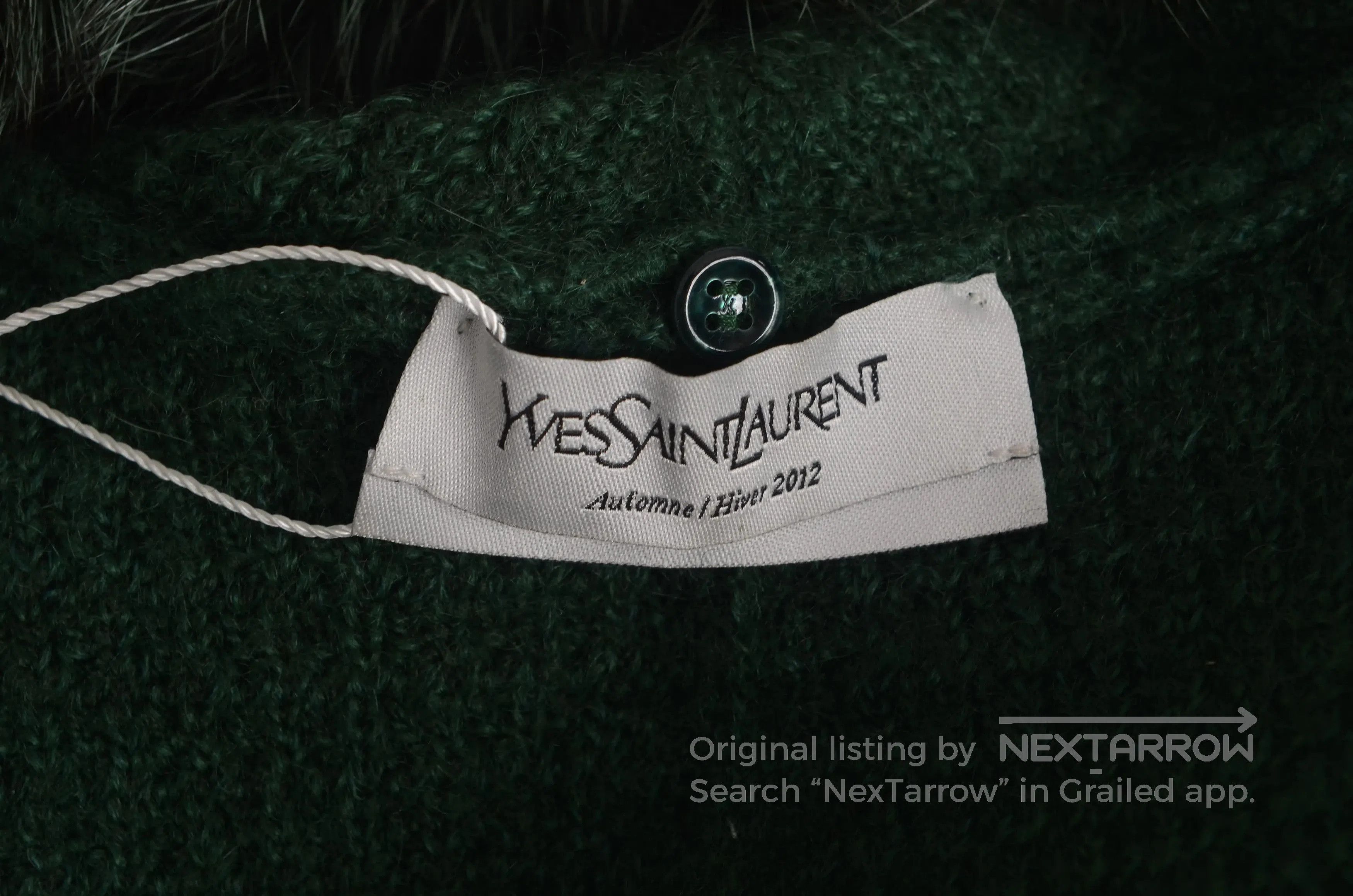 Saint Laurent Paris Saint Laurent Green Fur Collar Coat. Size M / US 6-8 / IT 42-44 - 3 Thumbnail