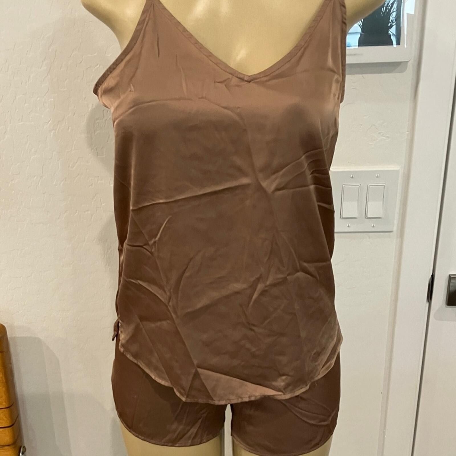 Other Stars Above Satin Cami and Shorts Set in Tan Size ONE SIZE - 3 Thumbnail