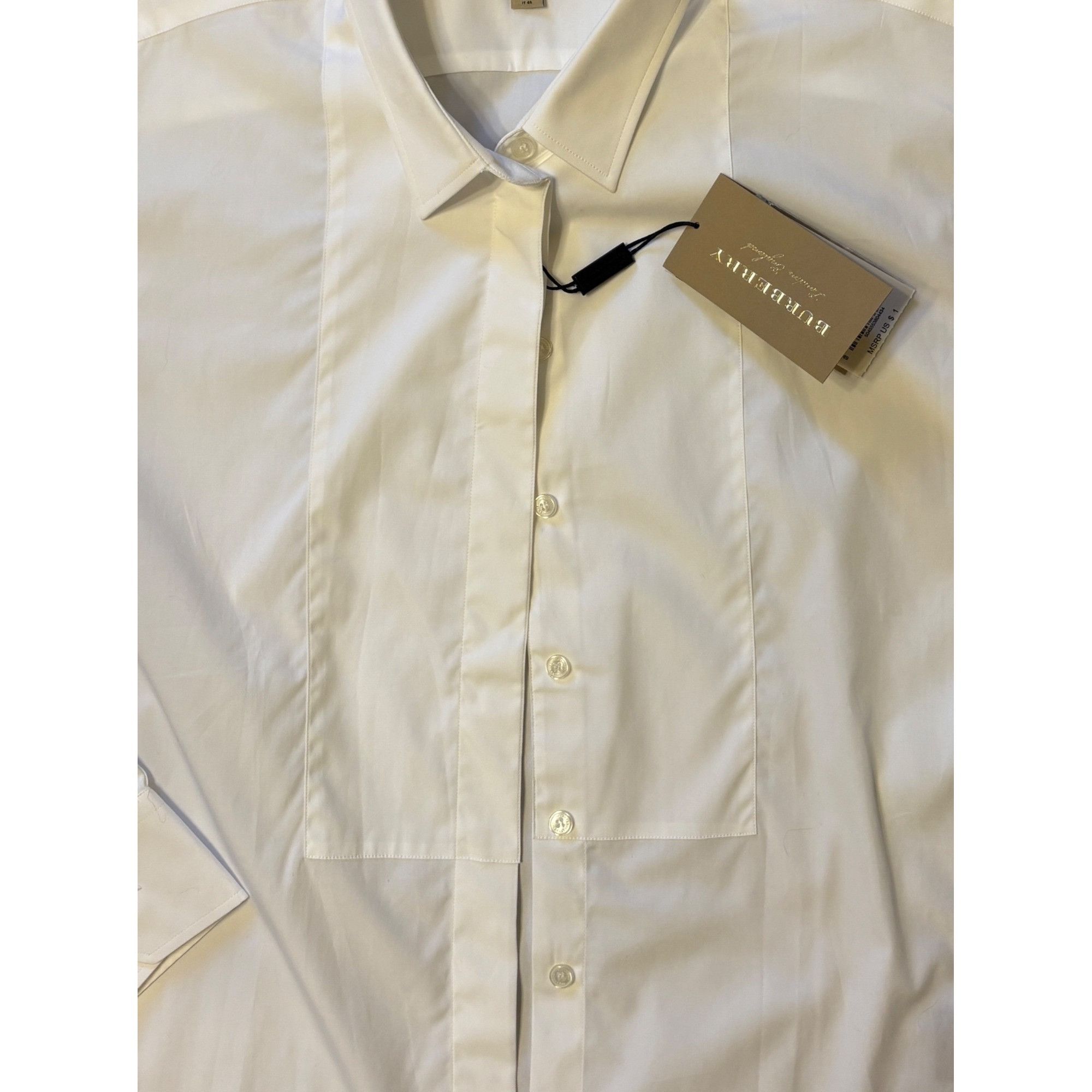 Burberry NWT Burberry London 12 UK 14 Uniform White Tuxedo Shirt Blou Size XL / US 12-14 / IT 48-50 - 4 Thumbnail