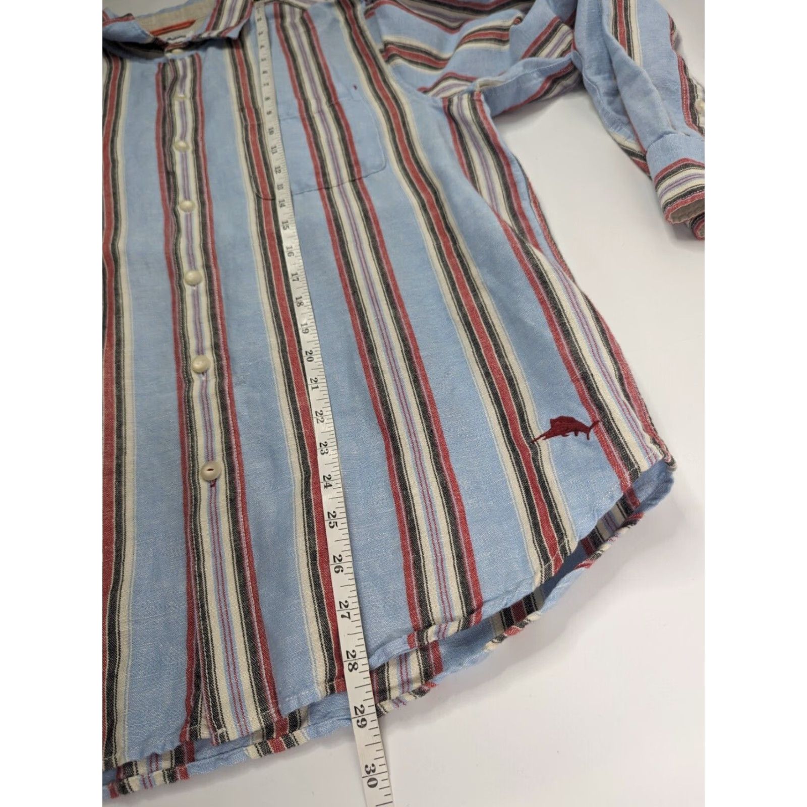 Tommy Bahama Tommy Bahama Shirt Button-Up Long Sleeve Striped Linen Cotton Blend M Multicolor Mens Size US M / EU 48-50 / 2 - 4 Thumbnail