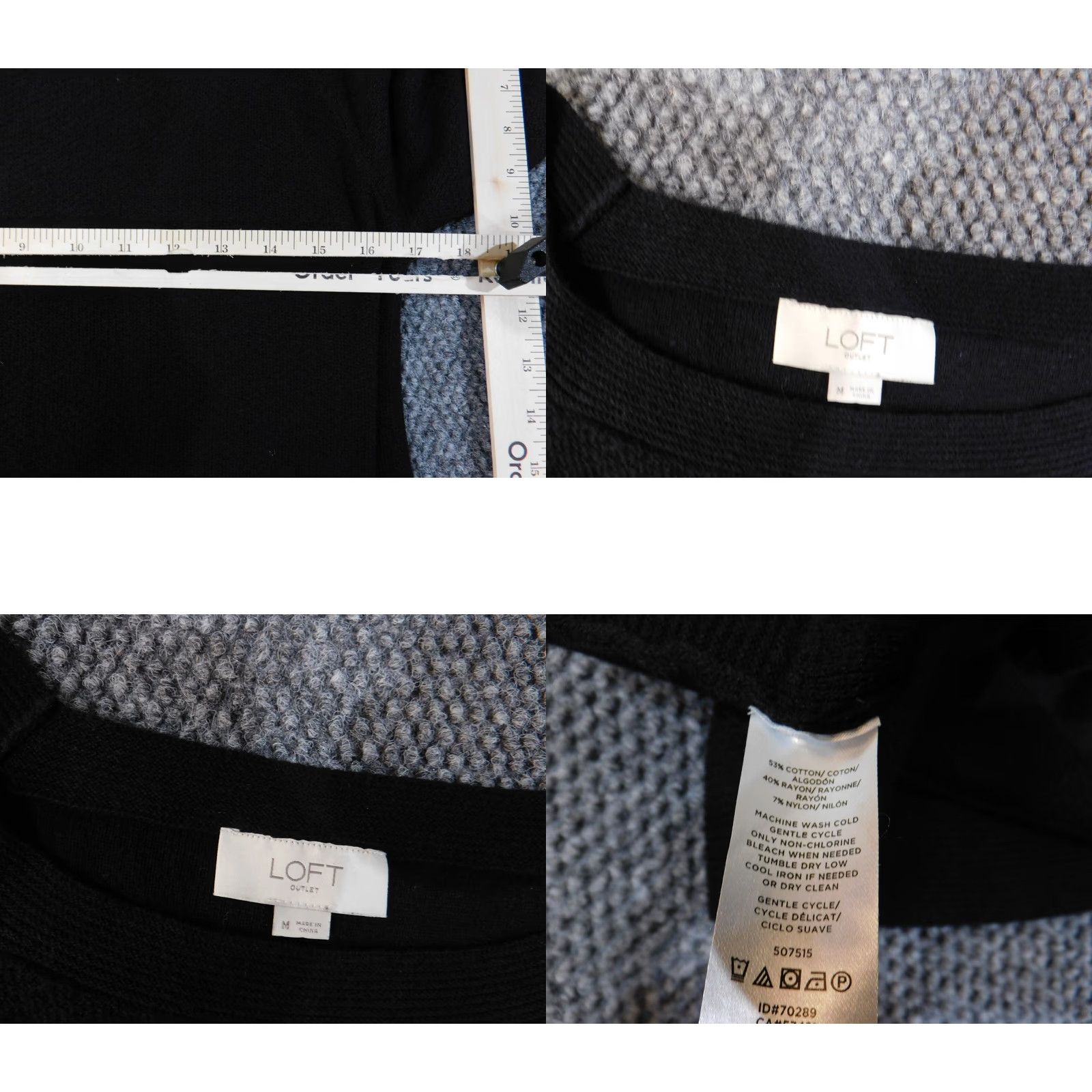 Loft LOFT Sweater Pullover Women Medium Black Knit Cotton Rayon Crew Neck Long Sleeve Knit Pattern Regular Size M Size M / US 6-8 / IT 42-44 - 8 Thumbnail