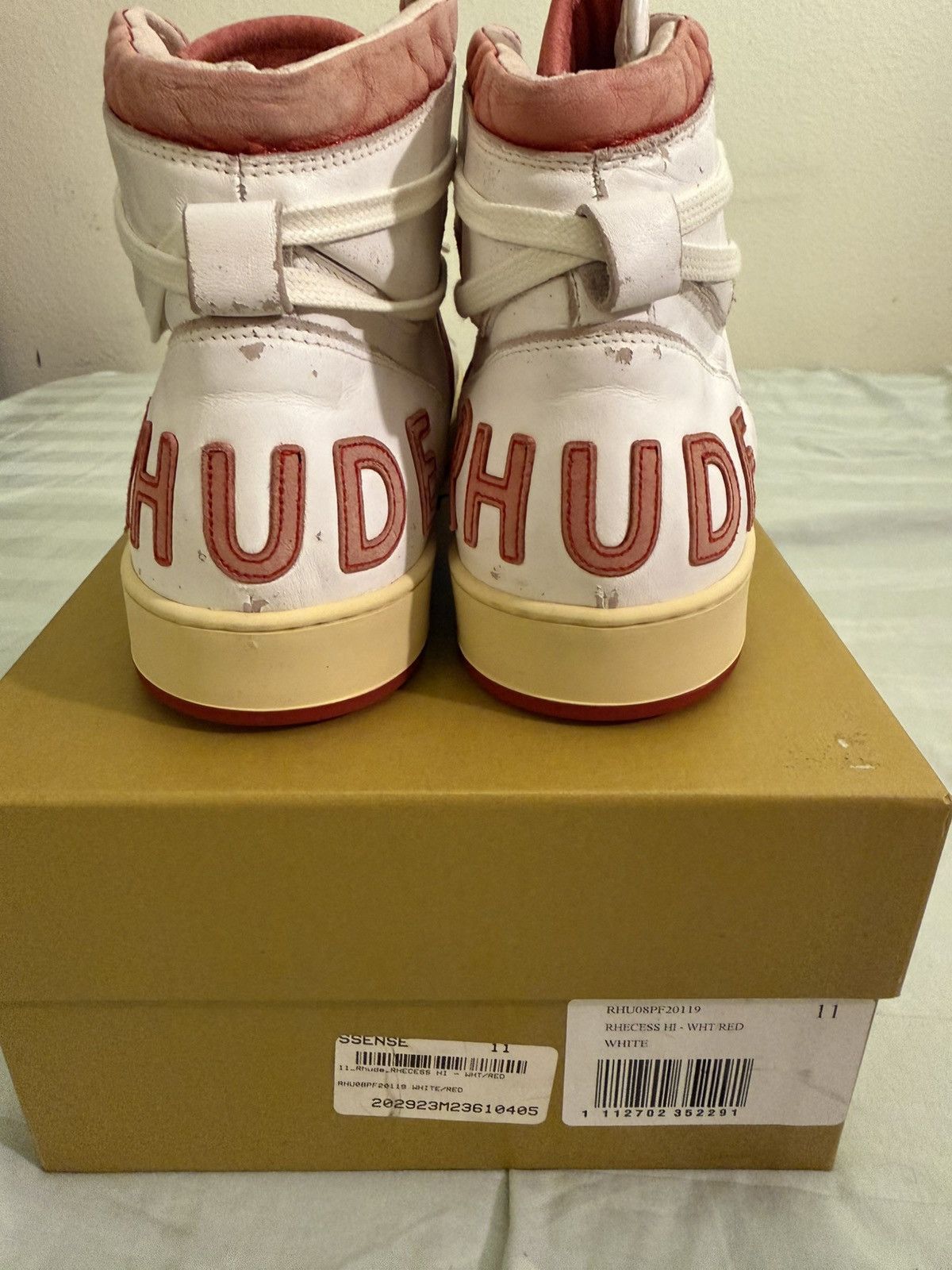 Rhude Rhude Rhecess-Hi Sneakers White/Red 11 Size US 11 / EU 44 - 3 Thumbnail