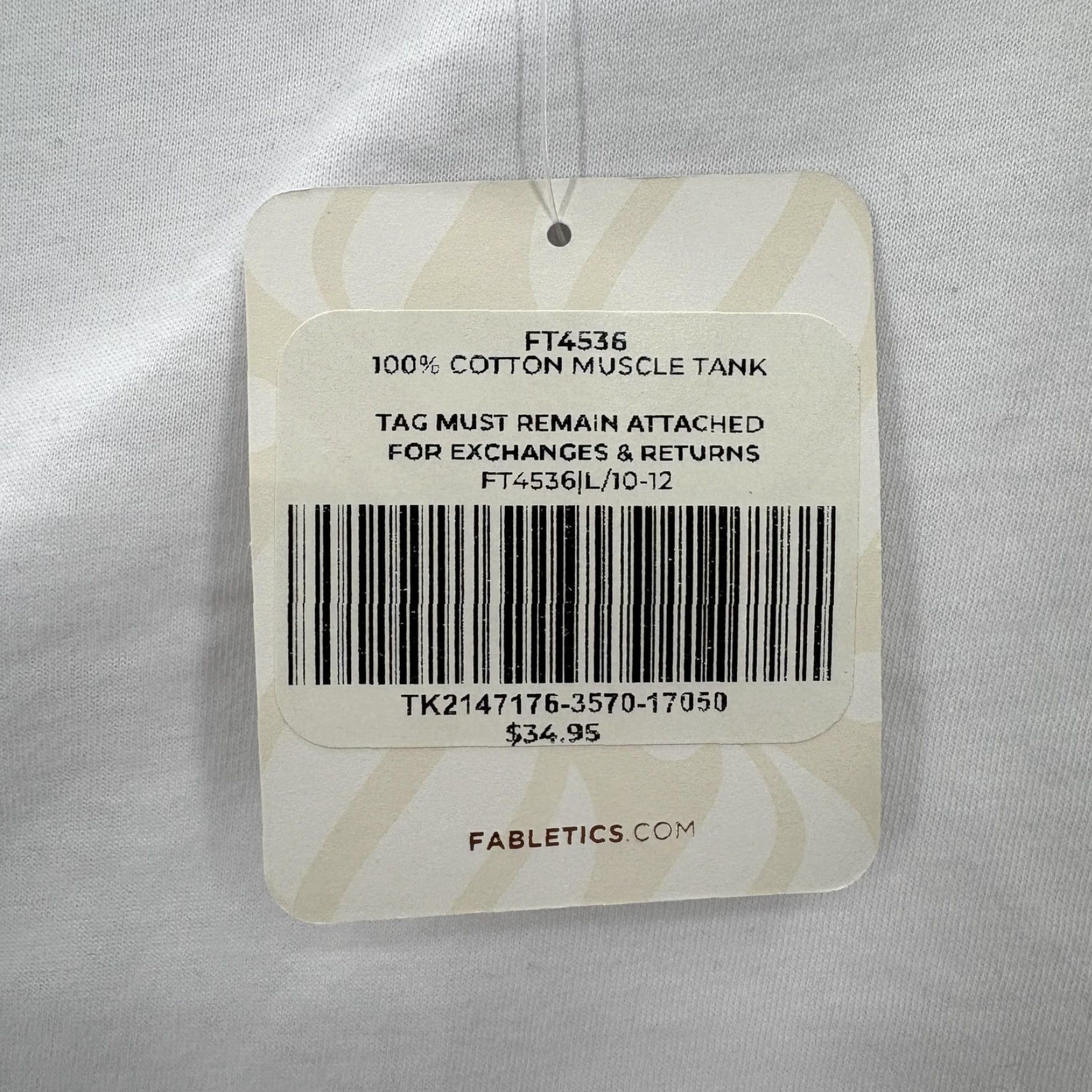 Fabletics Fabletics Muscle Tank Top Womens L White 100% Cotton Sleeveless Athletic NWT Shirt Size L / US 10 / IT 46 - 3 Thumbnail
