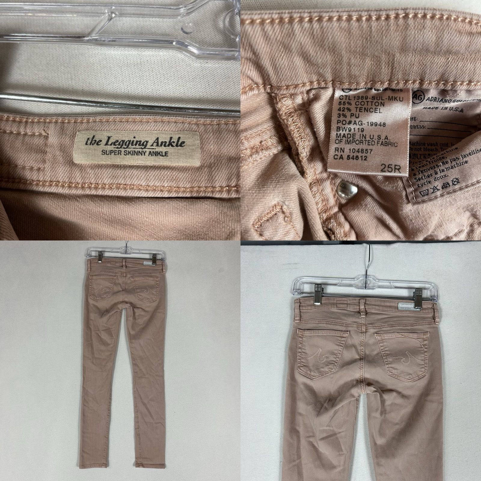 Pinko AG Adriano Goldschmied The Legging Ankle Super Skinny Jeans Womens Size 25R Pink Shirt? Size 42" / US 20 - 8 Thumbnail