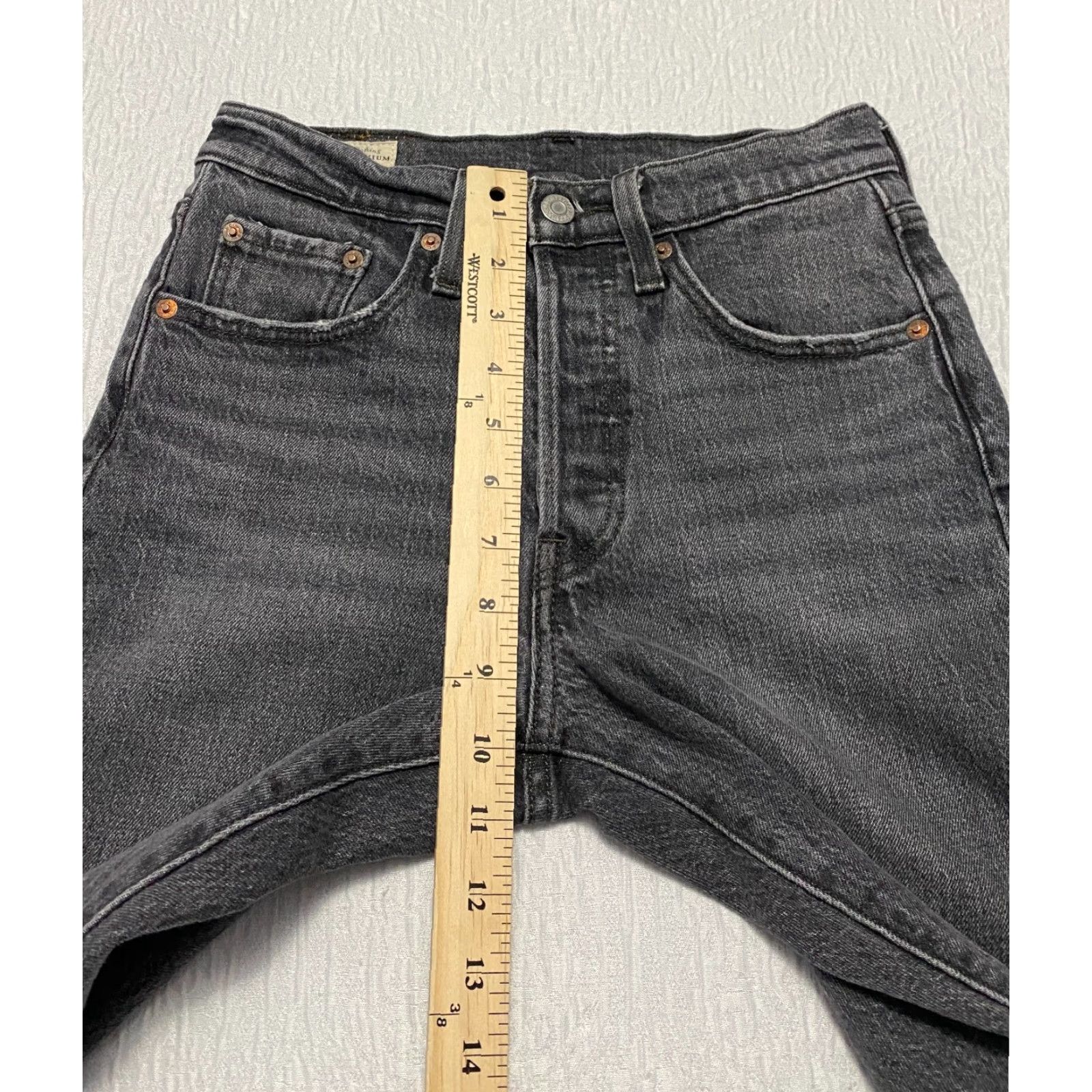 Levi's Levis 501 Jeans Skinny Denim Black 24 Women Button Fly 27.5 Inseam 5-Pocket Stretch 90s Grunge Retro Rock Size 42" / US 20 - 4 Thumbnail