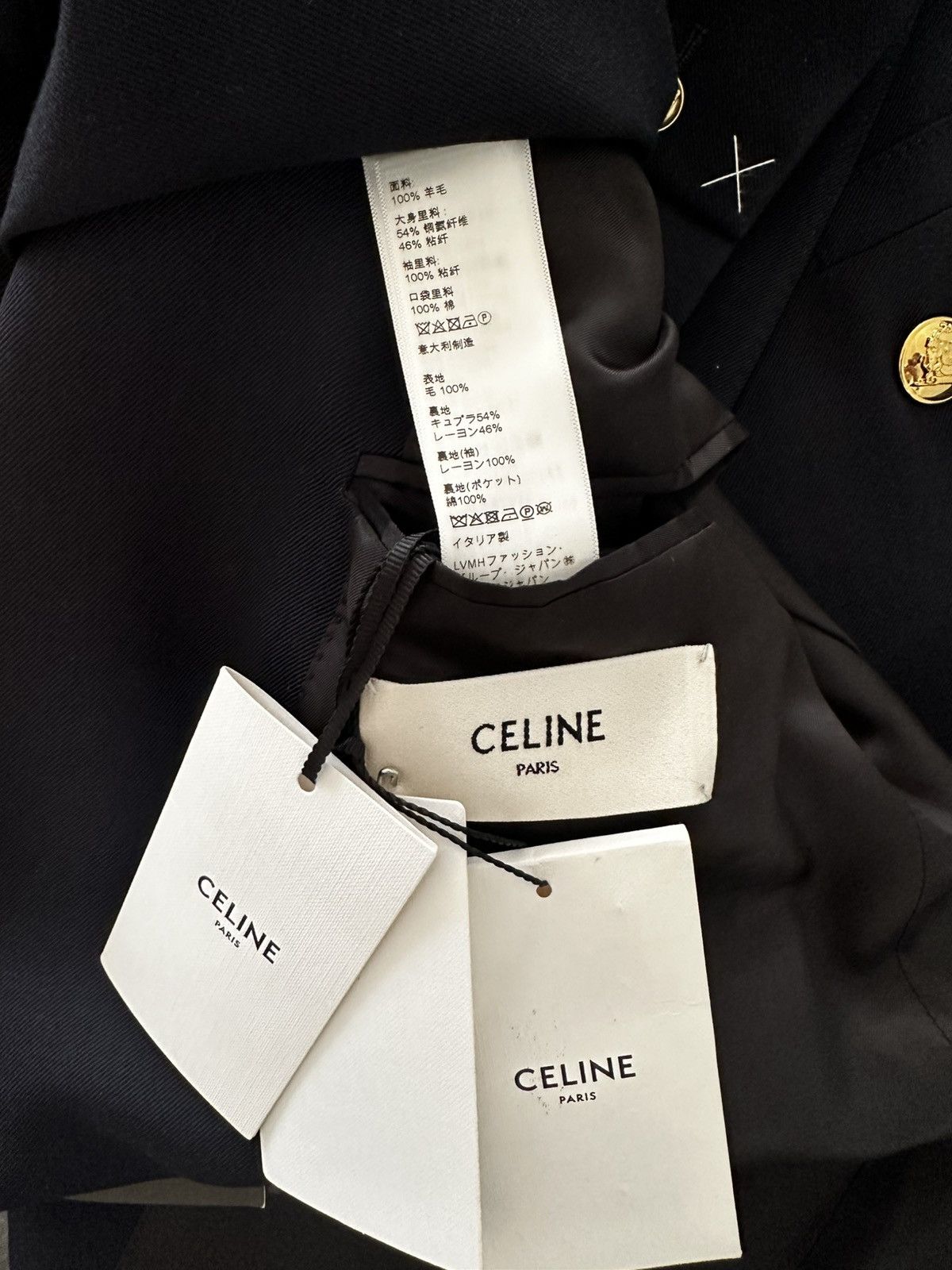 Celine 20SS Diagonal Wool Classic Double Breasted Navy Jacket Size 48R - 10 Thumbnail