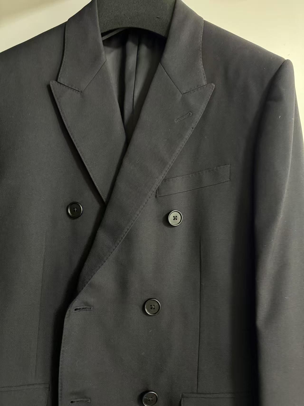 Celine × Hedi Slimane SS20 Runway Double Breasted Gabardine Wool Jacket sz52 Size 52S - 2 Thumbnail