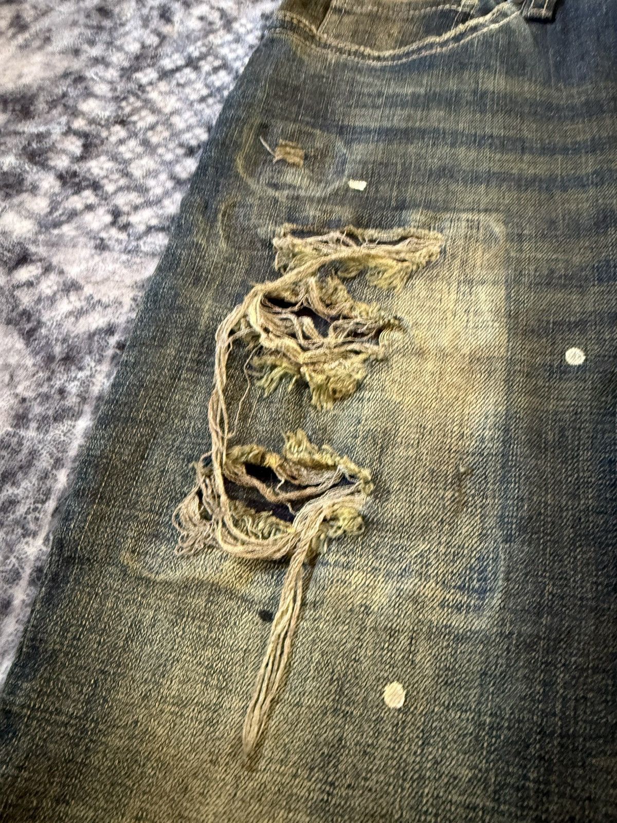 Hysteric Glamour Semantic Design Japan Mud Wash Distressed Tapered Jeans Size US 30 / EU 46 - 10 Thumbnail