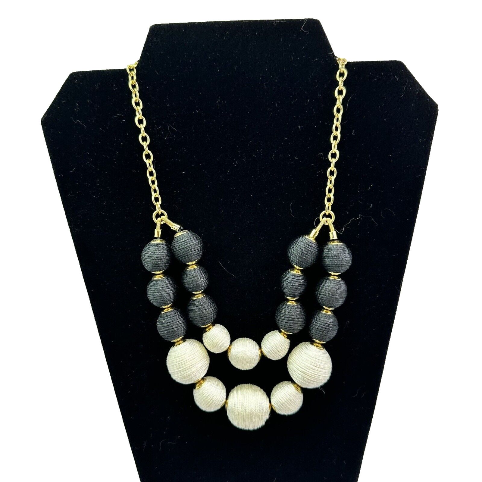 Robert Talbott Talbots Jewelry Necklace Black Creamy White Wrapped Bead 20" Size ONE SIZE - 1 Thumbnail