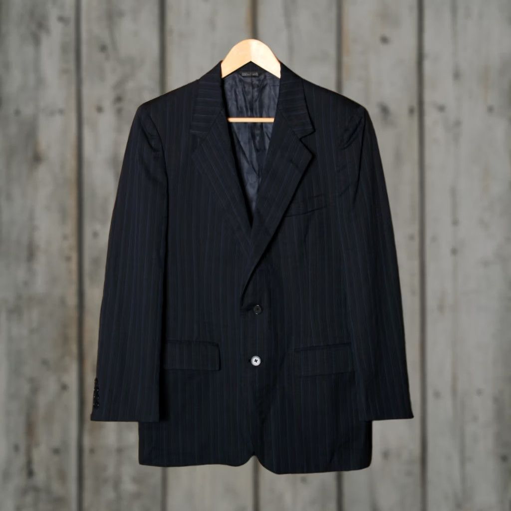 Lanvin LANVIN Blue Striped 100% Wool Sport Coat ≈ Sz. 40R Men's Shirt Jacket Coat Two Button Single-Breasted Wool Sport Coat 40 Regular Blue Mens Size US XXS / EU 40 - 1 Thumbnail