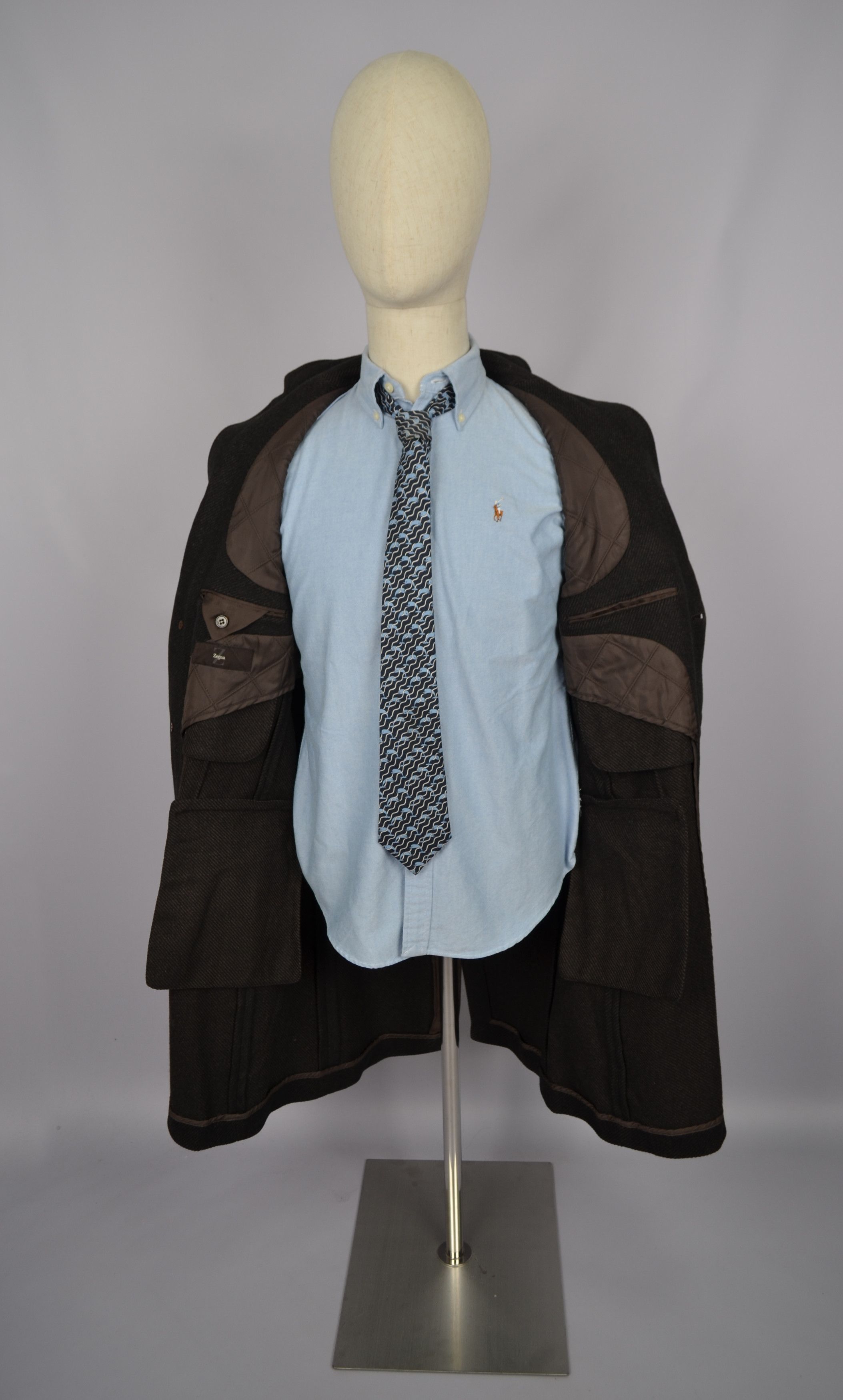Designer × Z Zegna Z Zegna 100% Wool Black/Brown Pea Car Coat Jacket Sz 50/M Size US M / EU 48-50 / 2 - 12 Thumbnail