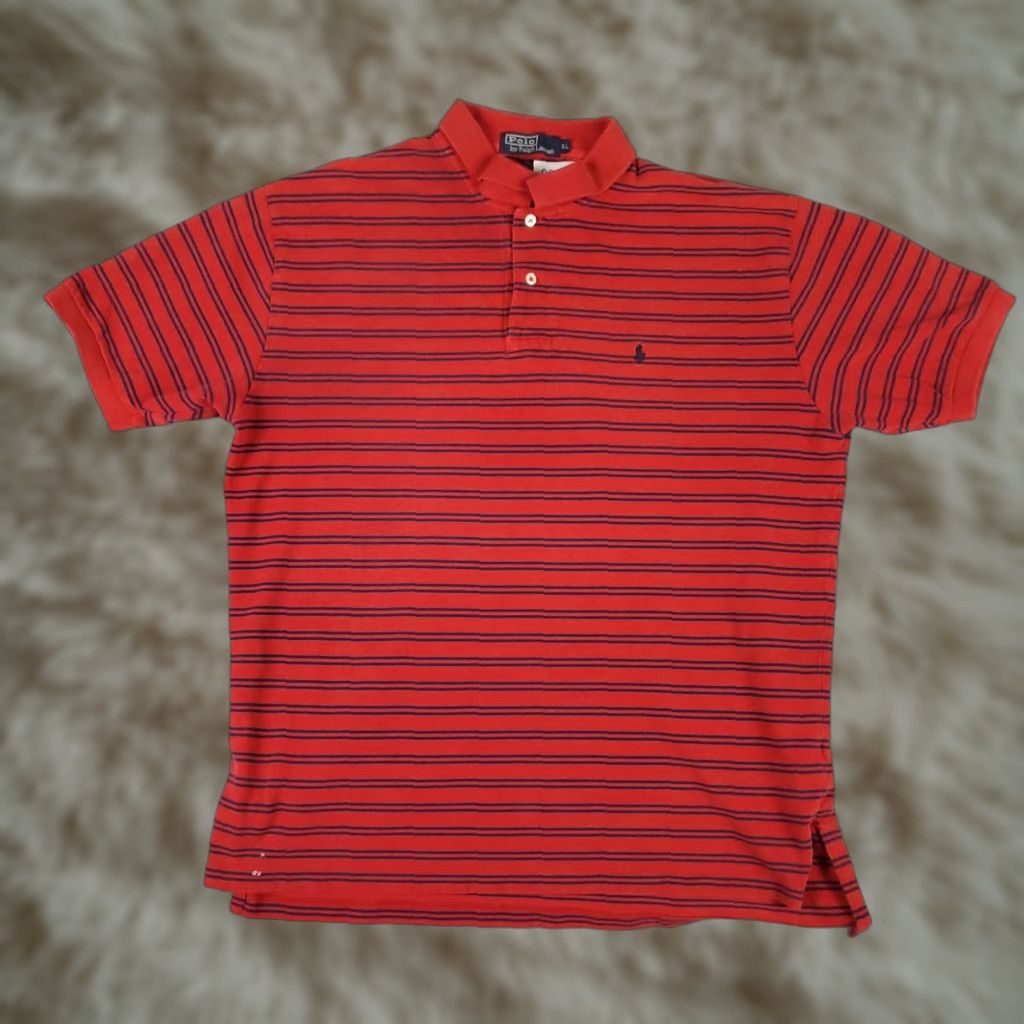 Ralph Lauren Ralph Lauren Polo Shirt Mens XL Striped Red/Blue Short Sleeve Casual Knit Button-Front Classic Pony Logo Size US XL / EU 56 / 4 - 1 Thumbnail