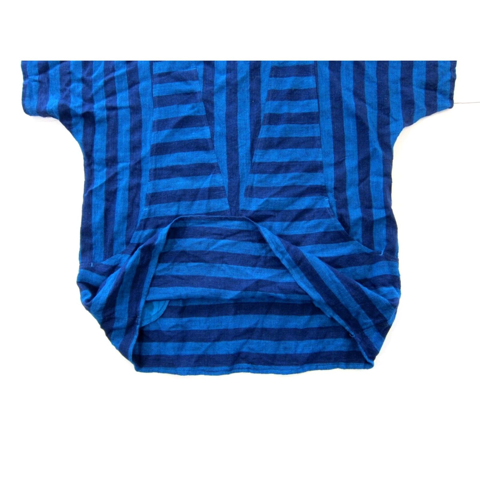 Soft Surroundings VINTAGE Soft Surroundings Linen Blue Stripe Boxy Peep Shoulder Tunic Pocket Blouse Large Size L / US 10 / IT 46 - 7 Thumbnail