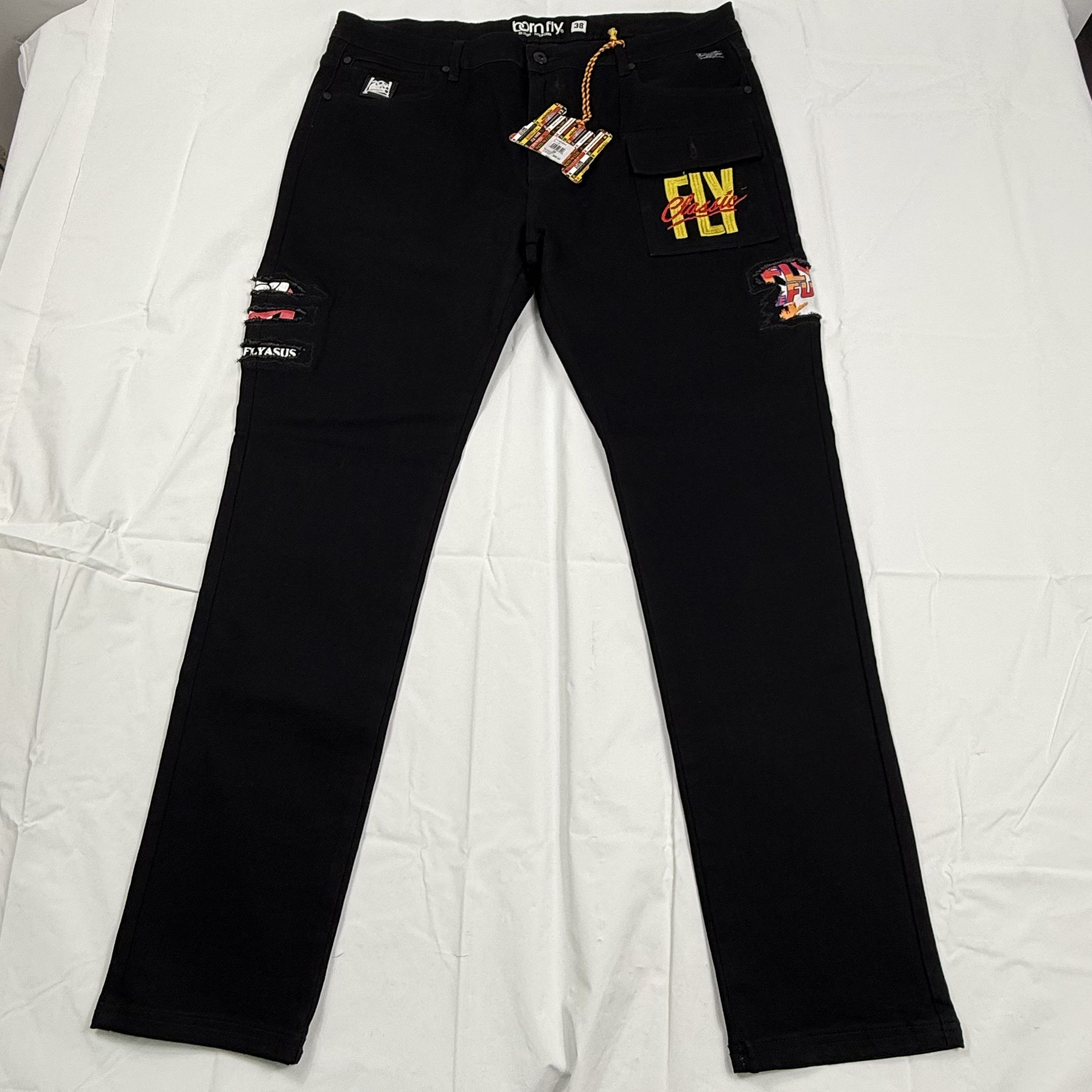 Born Fly Born Fly Mens Black Denim Jeans 38x31 Embroidered Fly New Size US 38 / EU 54 - 2 Thumbnail
