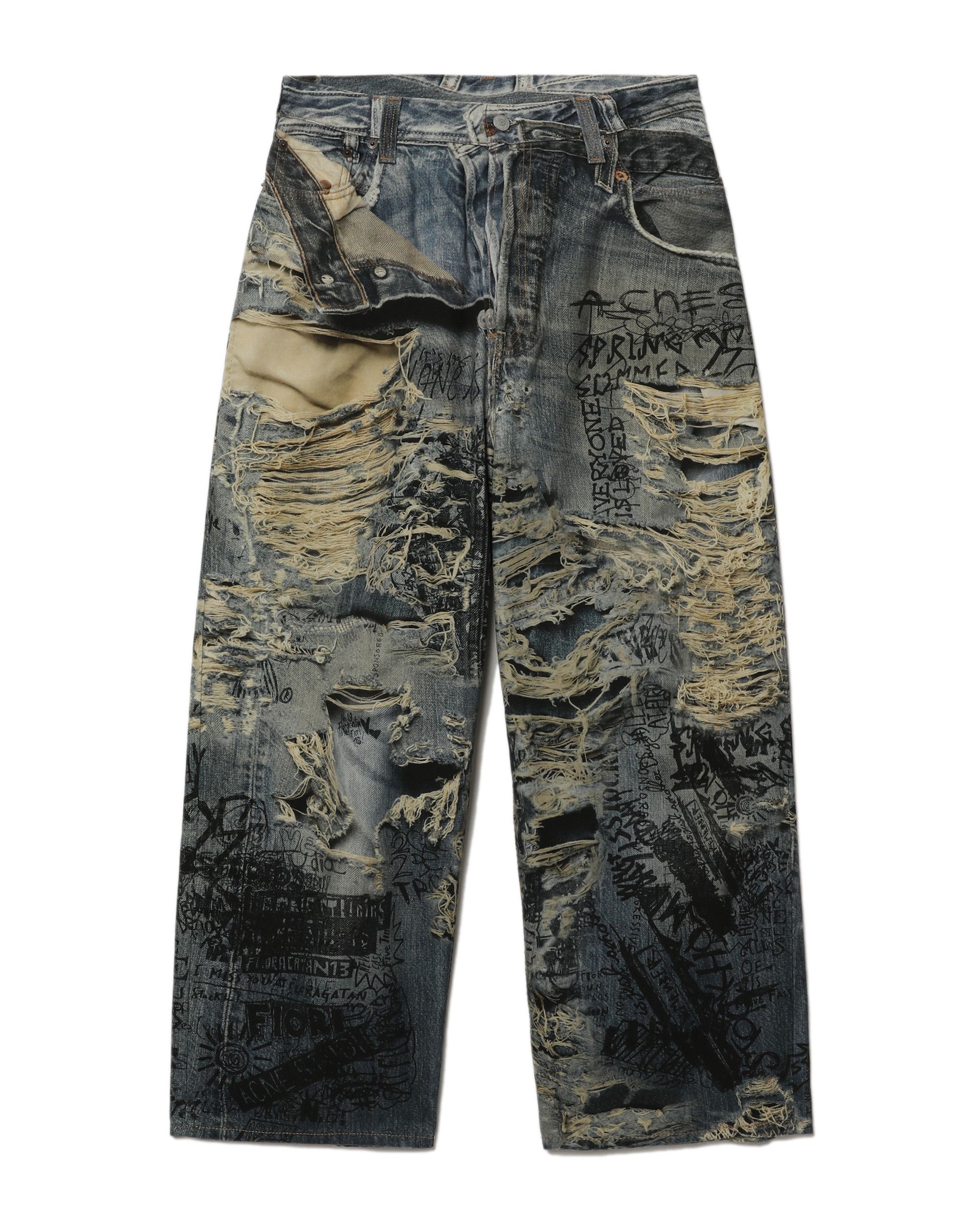 Acne Studios Acne Studios Full Width Graffiti Printed Ripped Jeans Size US 40 / EU 56 - 1 Thumbnail