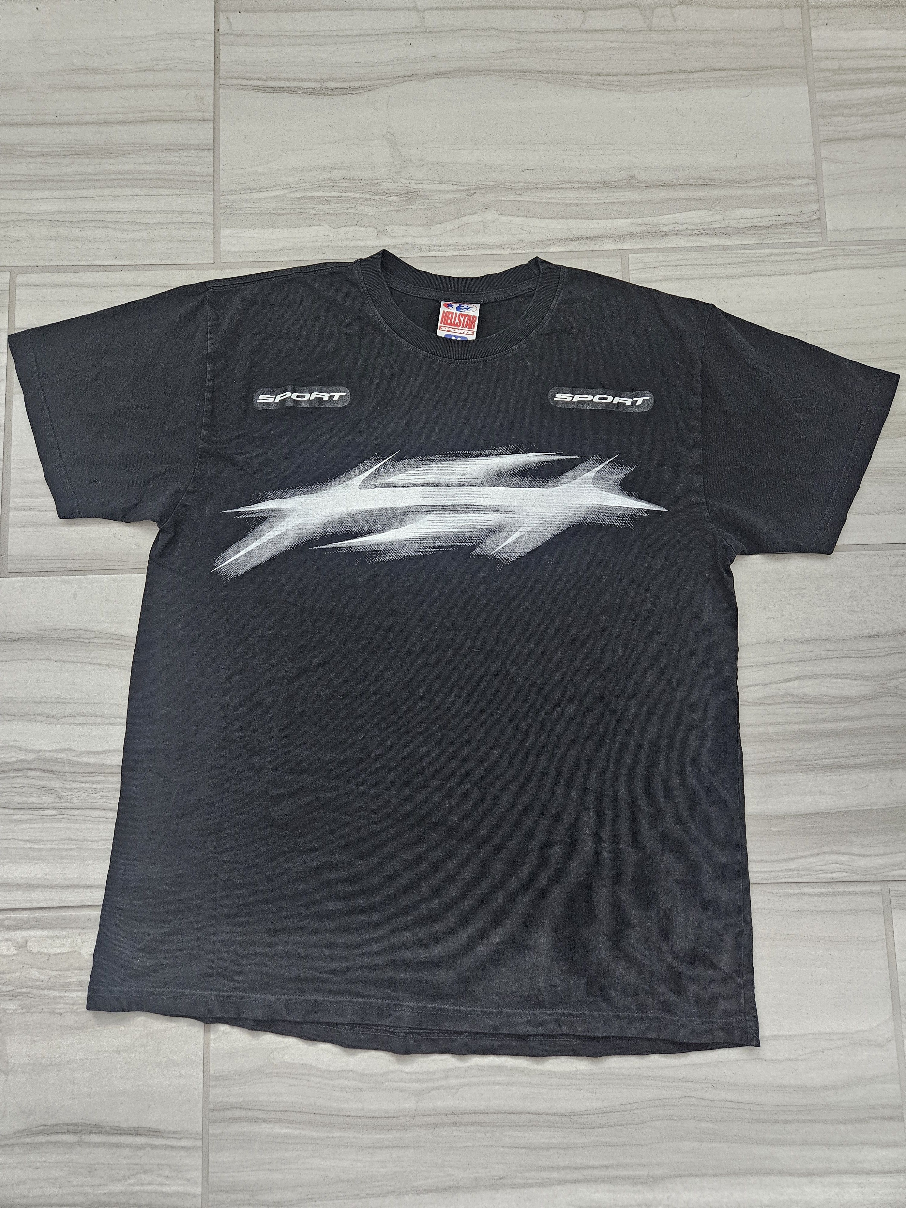 HELLSTAR SAMPLE PROTO H Star Black & White Blur Logo Black T Shirt Size US M / EU 48-50 / 2 - 1 Thumbnail