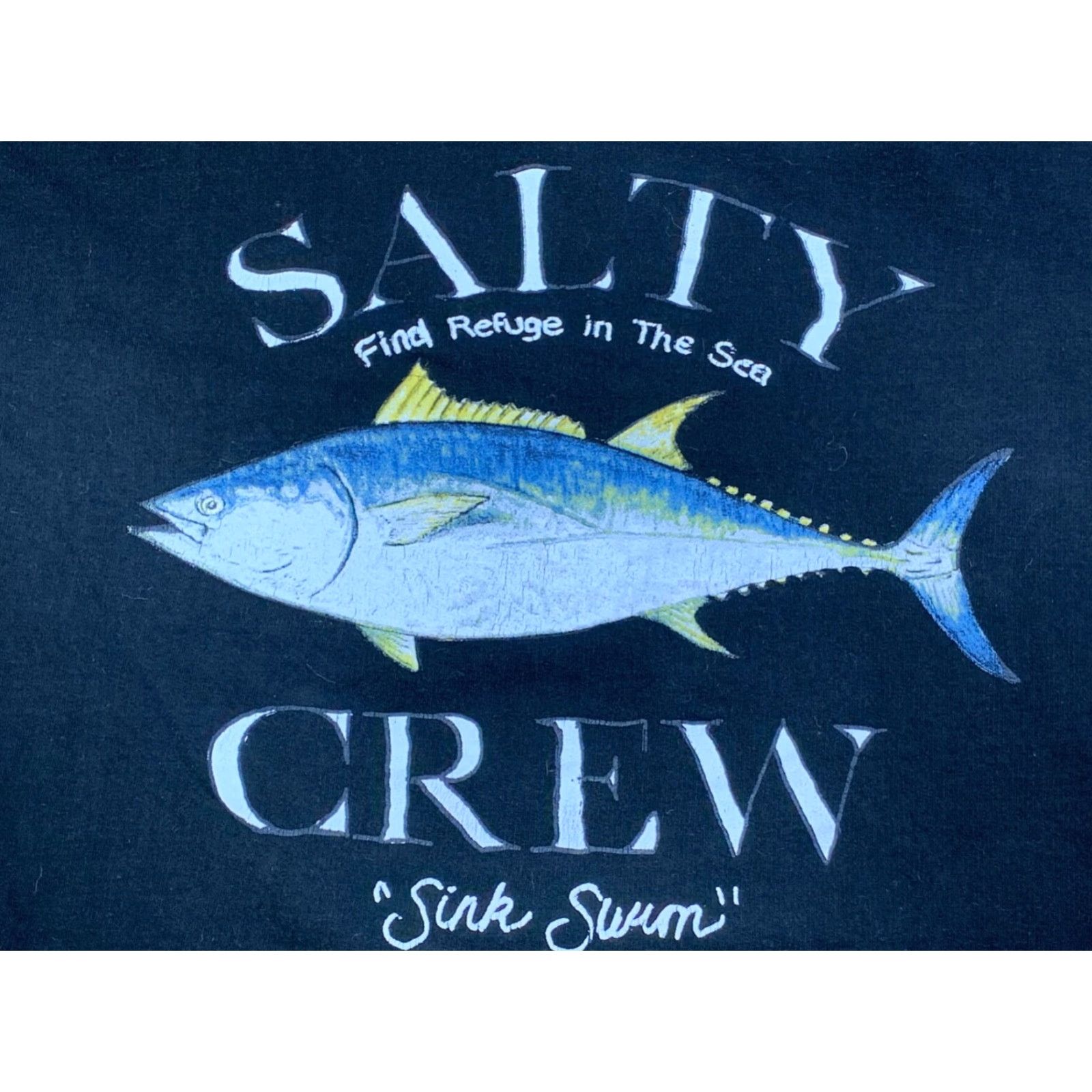 Vintage Salty Crew Hoodie Mens M Black Graphic Print Pockets Pullover Size US M / EU 48-50 / 2 - 2 Thumbnail
