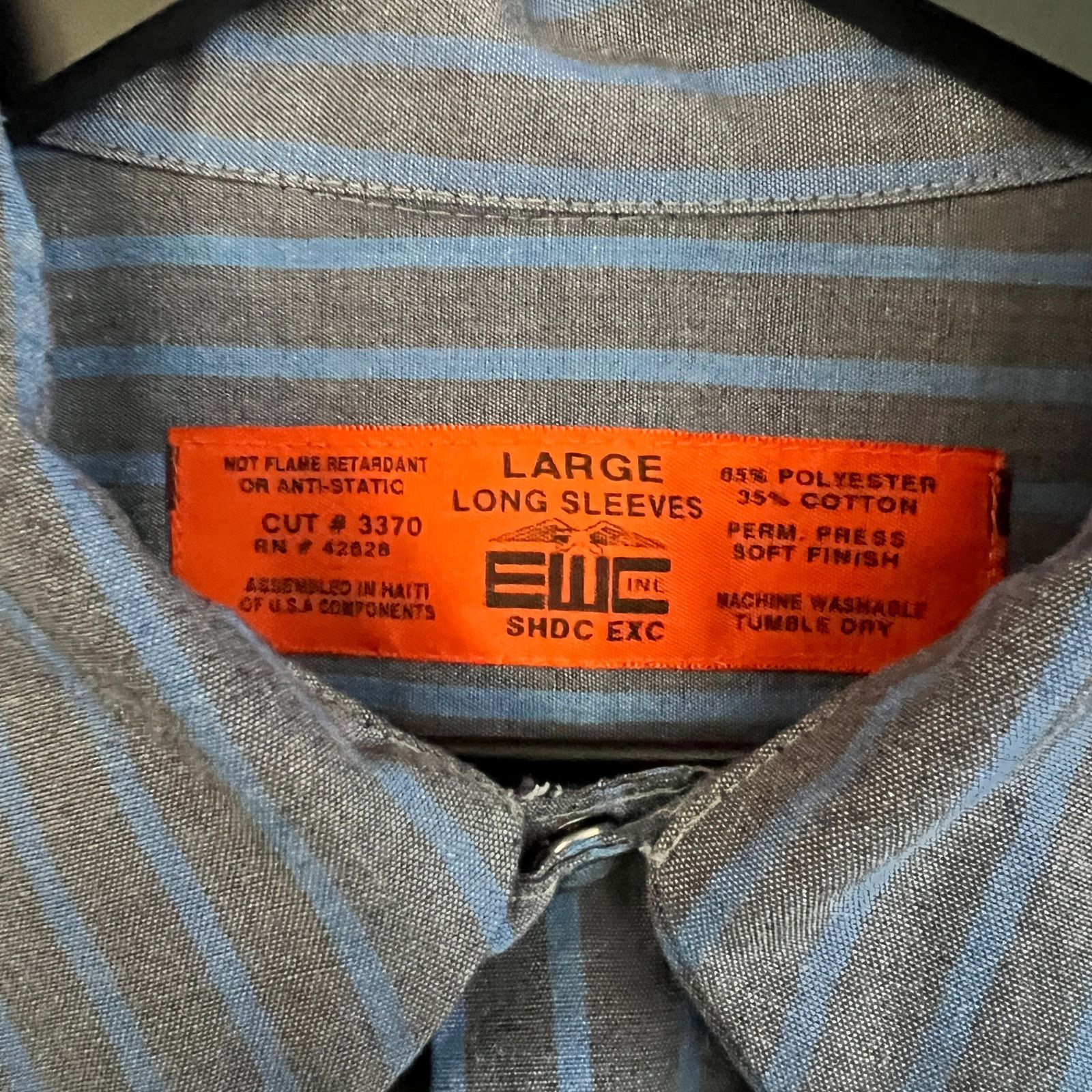 Vintage EWC Striped Men's Work Shirt L 24x31 Size US L / EU 52-54 / 3 - 3 Thumbnail
