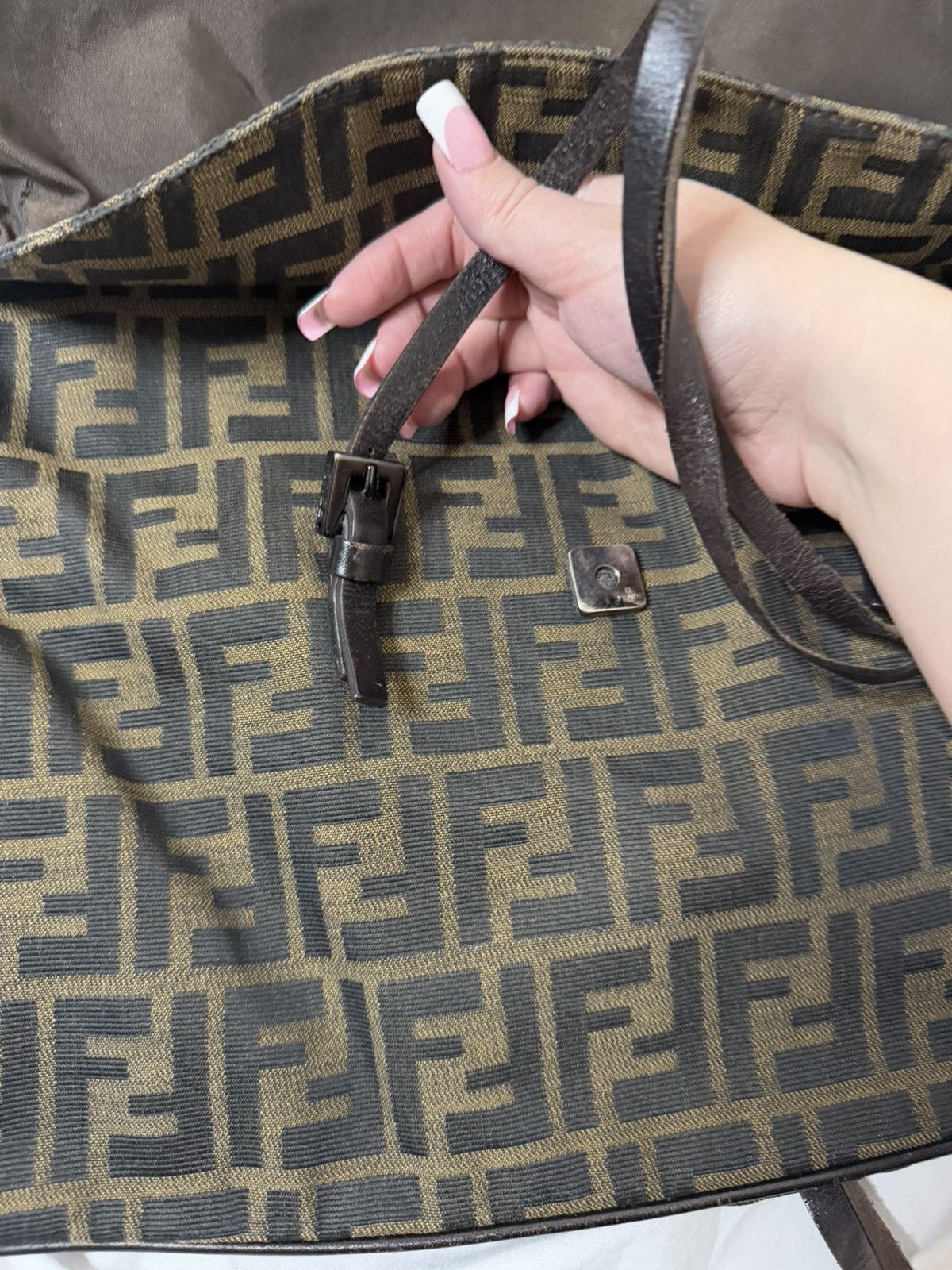 Fendi 🤎Iconic Fendi Zucca Monogram Tote with Leather Straps 🤎 Size ONE SIZE - 8 Thumbnail