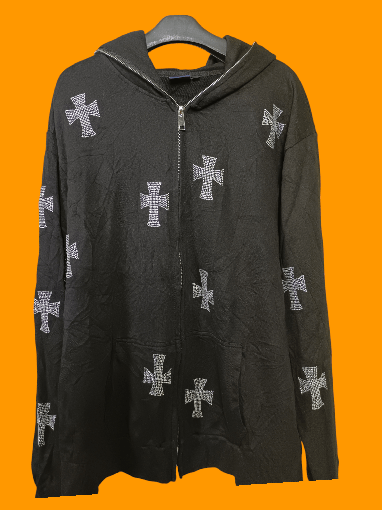 Hysteric Glamour × If Six Was Nine × Japanese Brand Y2K Hoodie Rhinestone Cross Zip Up Style Size US XL / EU 56 / 4 - 18 Thumbnail