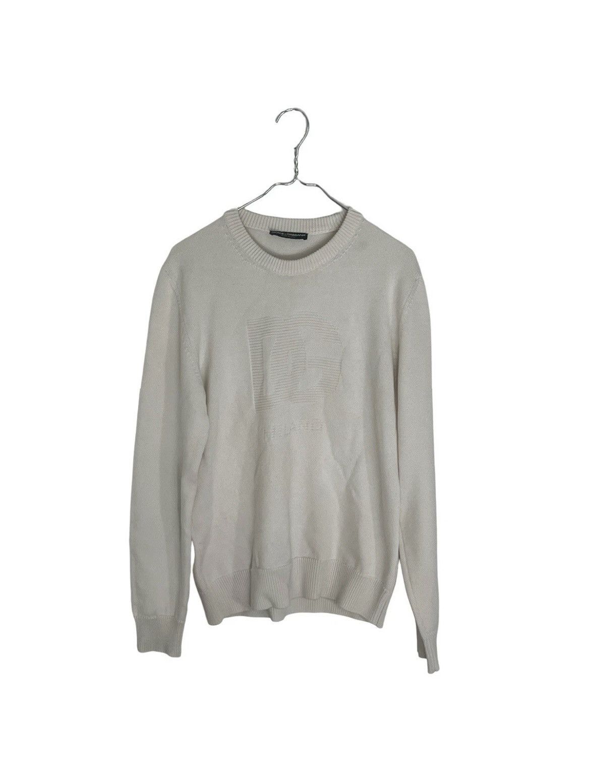 Dolce & Gabbana Dolce & Gabbana Men's Wool Logo Sweater White Size Medium DG Size US M / EU 48-50 / 2 - 1 Thumbnail